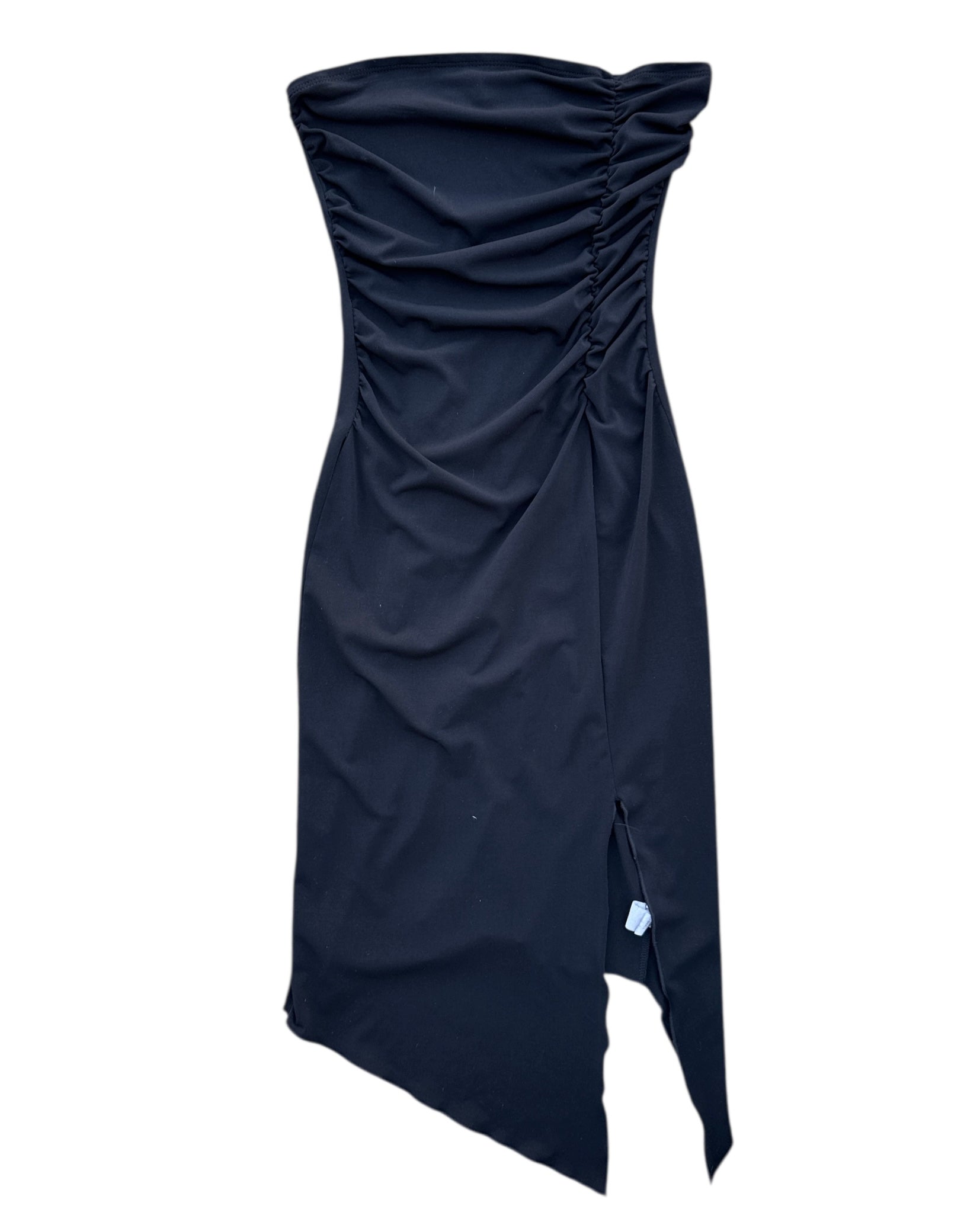 black wet seal strapless asymmetrical dress, s