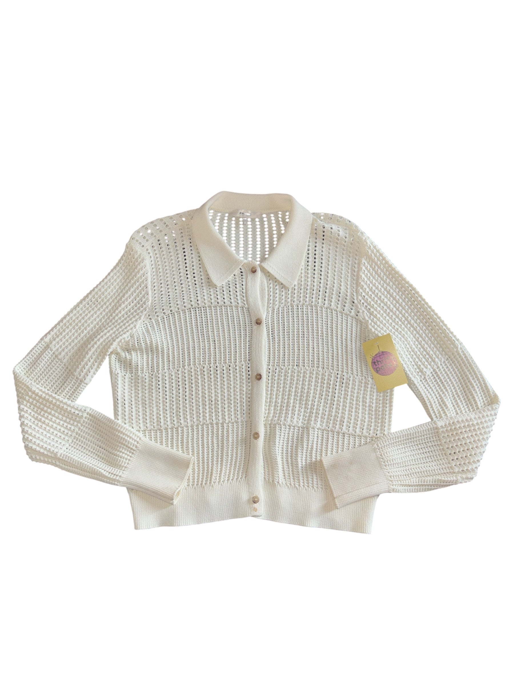 cream Frame holey cardi, L