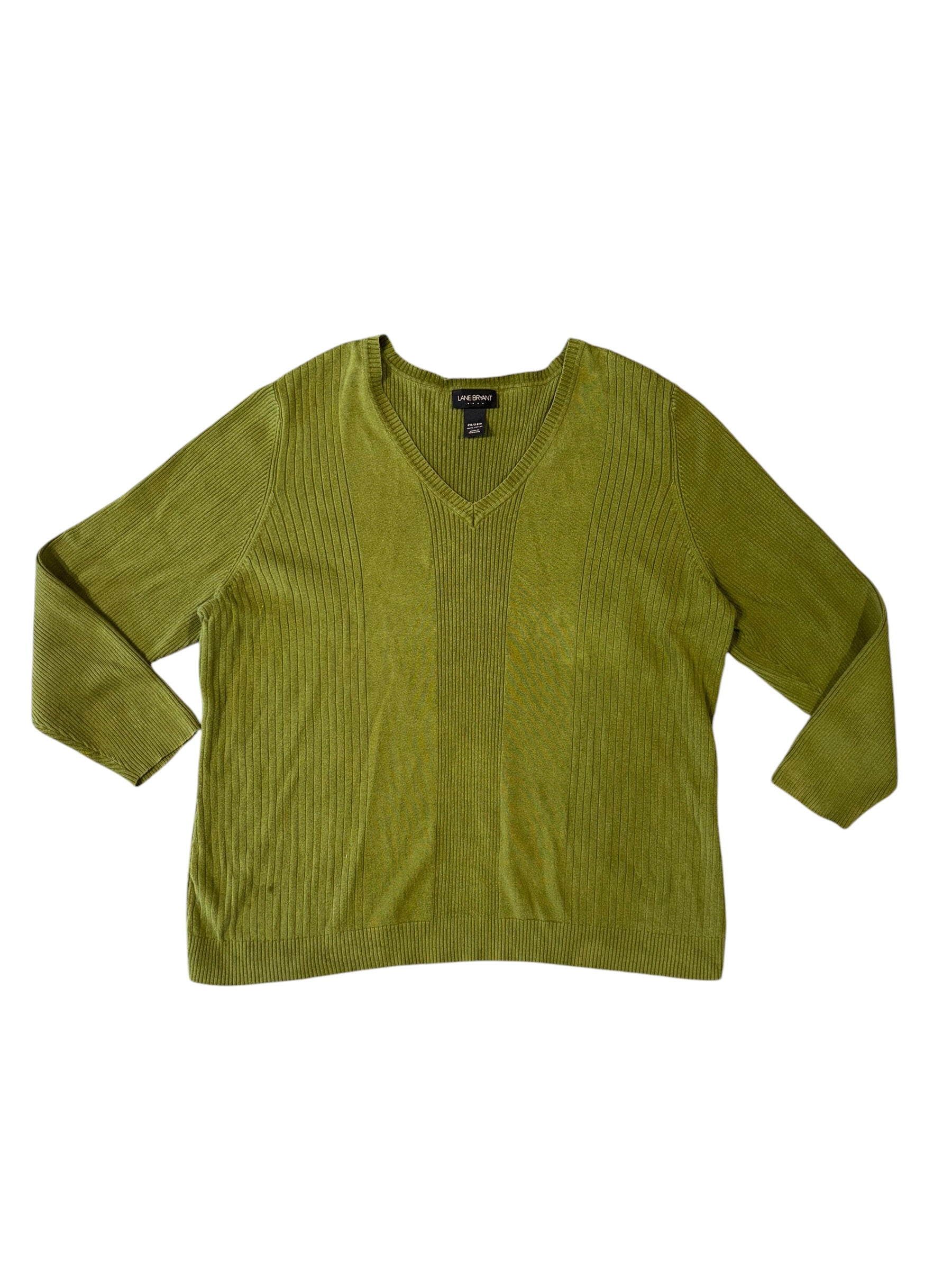 Green Lane bryant Ribbed vneck sweater, 26/28w