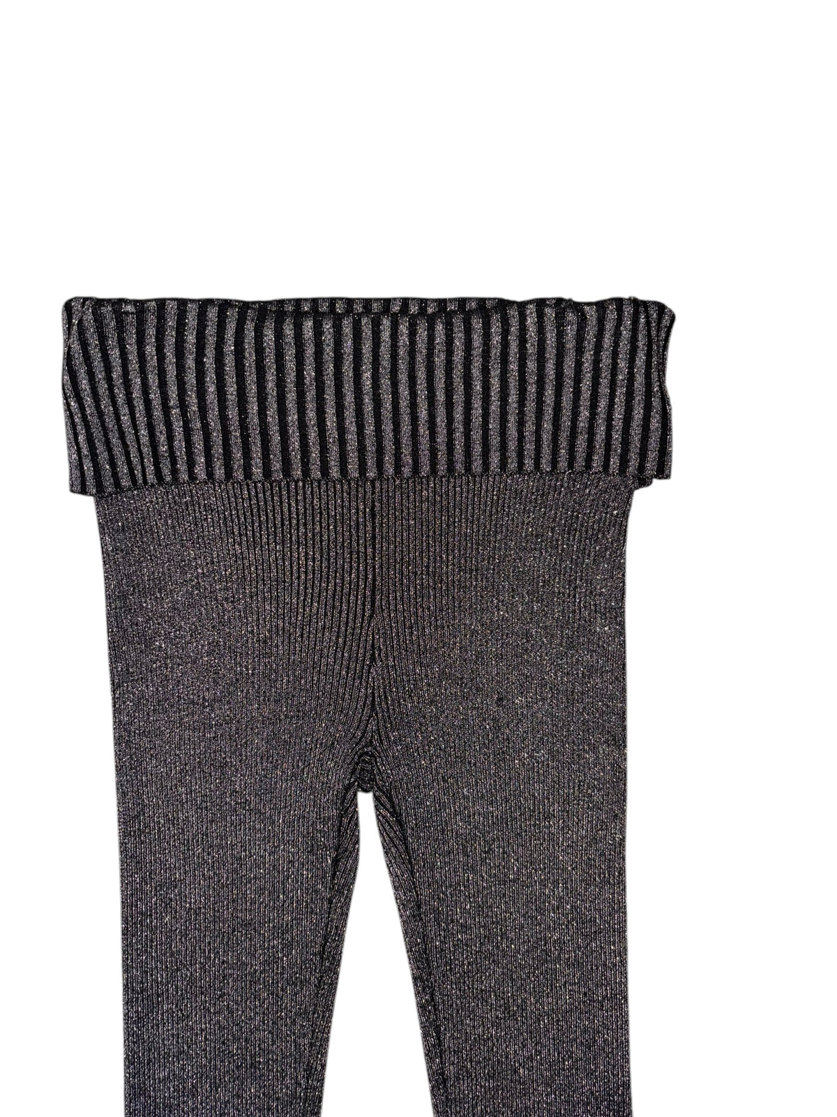 silver black rita ora x primark metallic ribbed fold over yoga pant, m