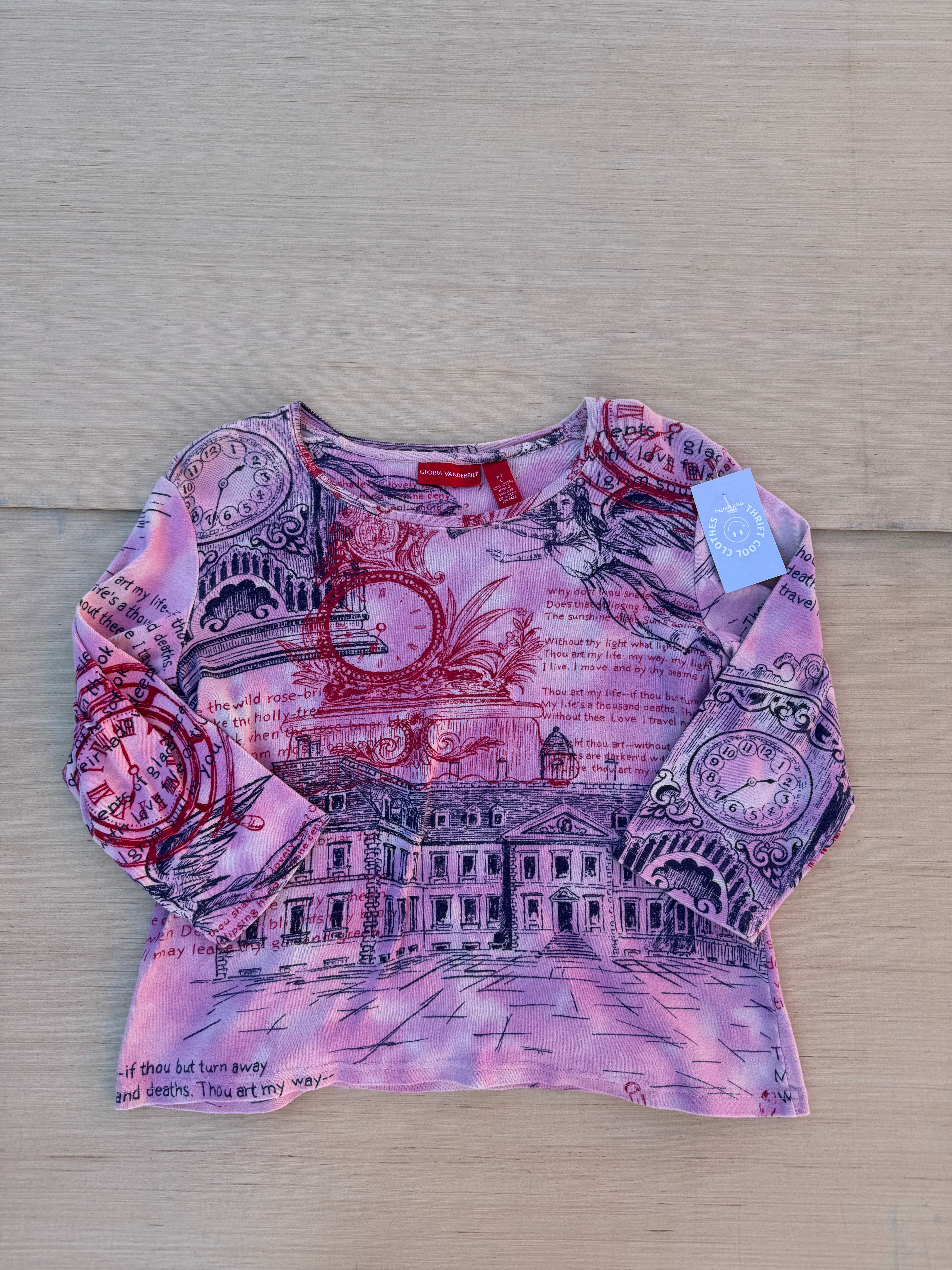 Cream pink Gloria Vanderbilt carousel top, L