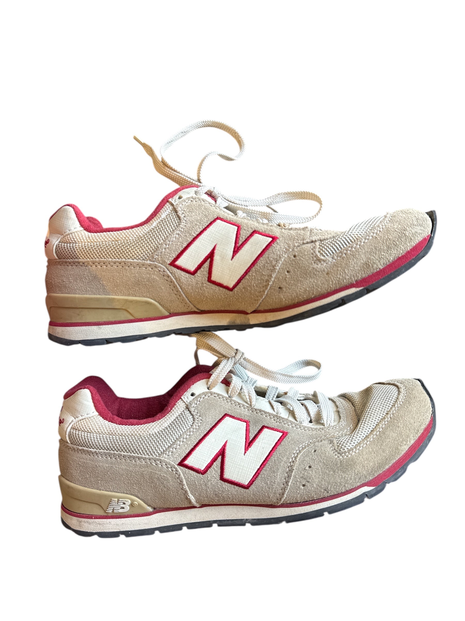 tan red new balace sneakers, 9 women's