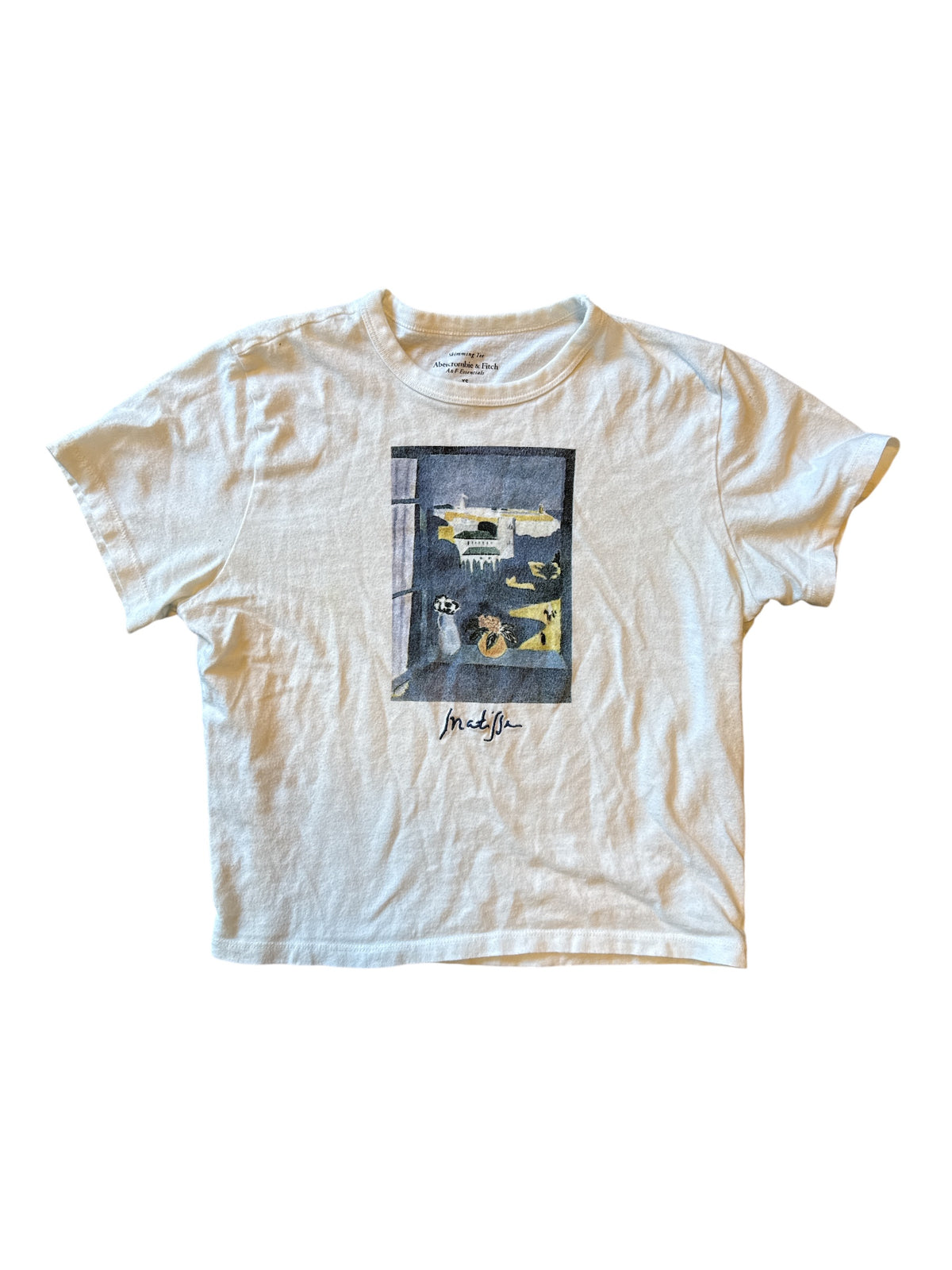 white abercrombie scenic baby tee, xs