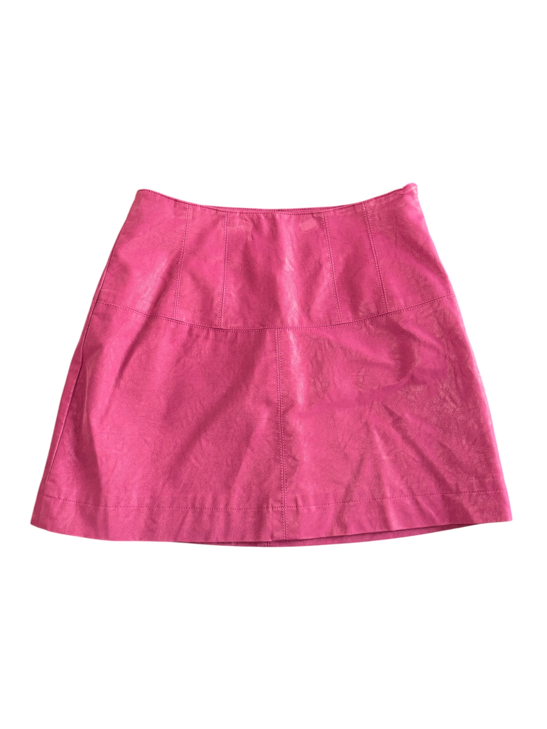 magenta free people pleather mii skirt, 0