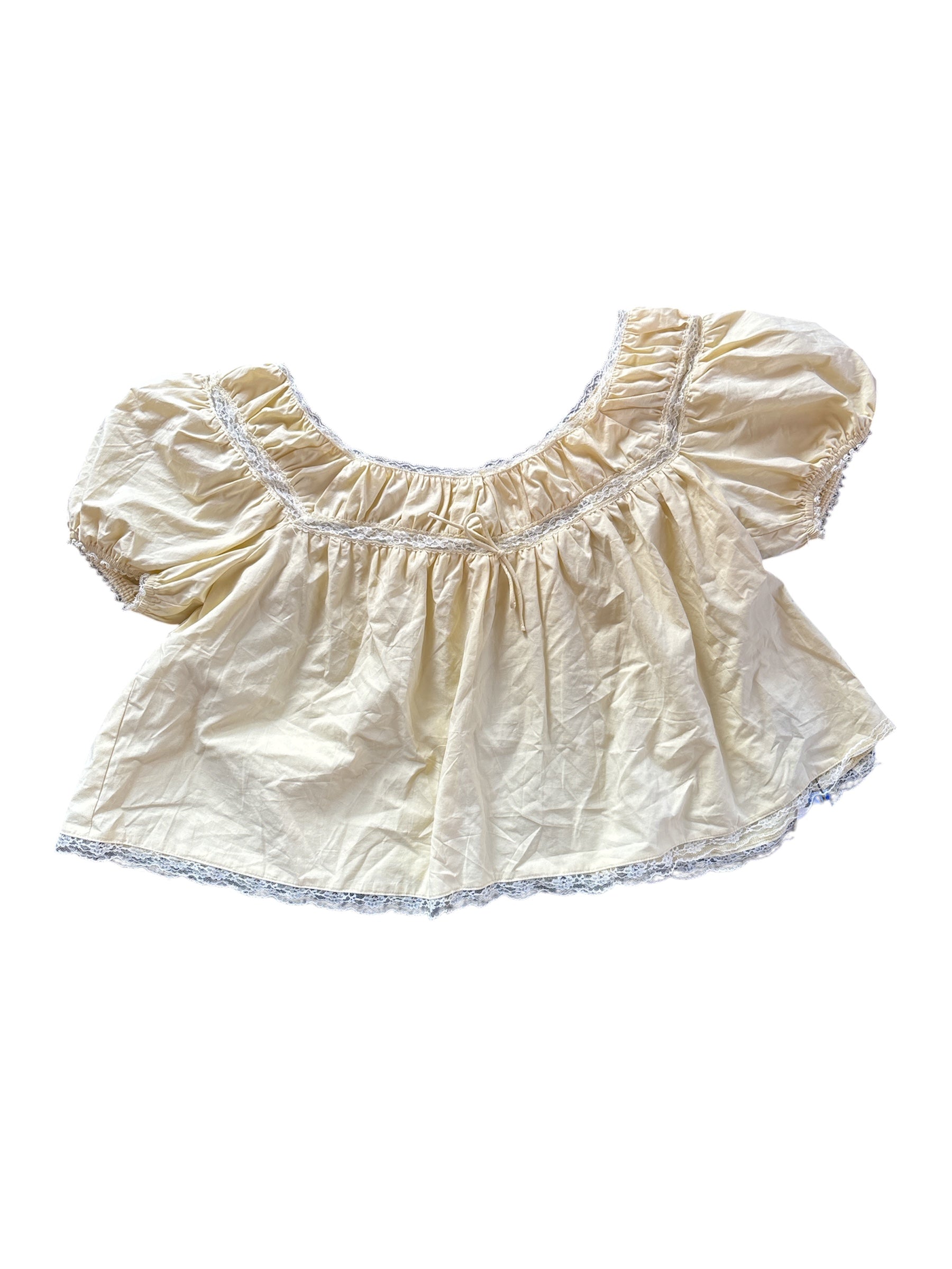 Yellow Cider Lace trim baby doll top, XL