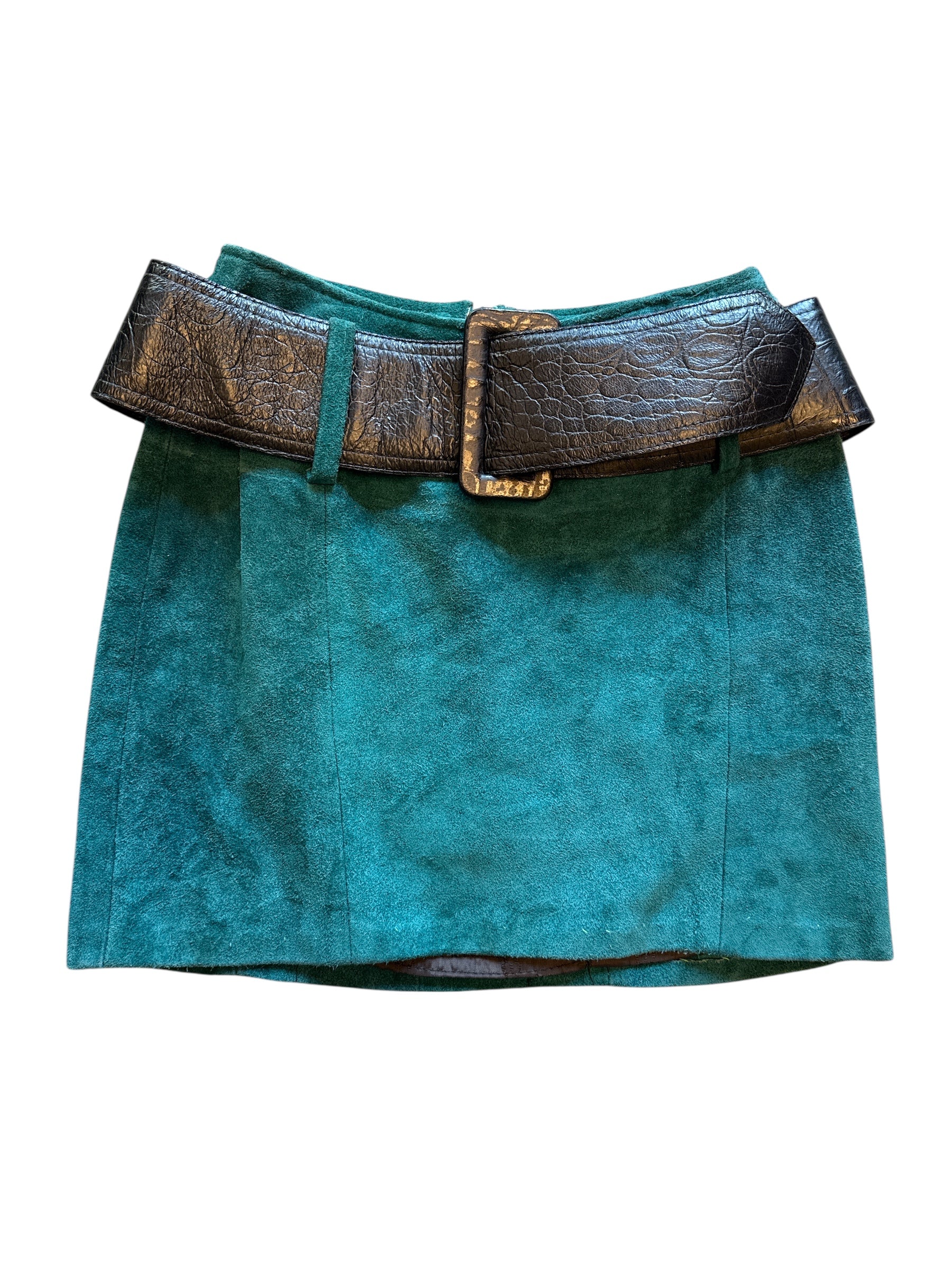 emerald outerwear by phoenix vtg suede mini skirt with belt, s (fits like 4-6)