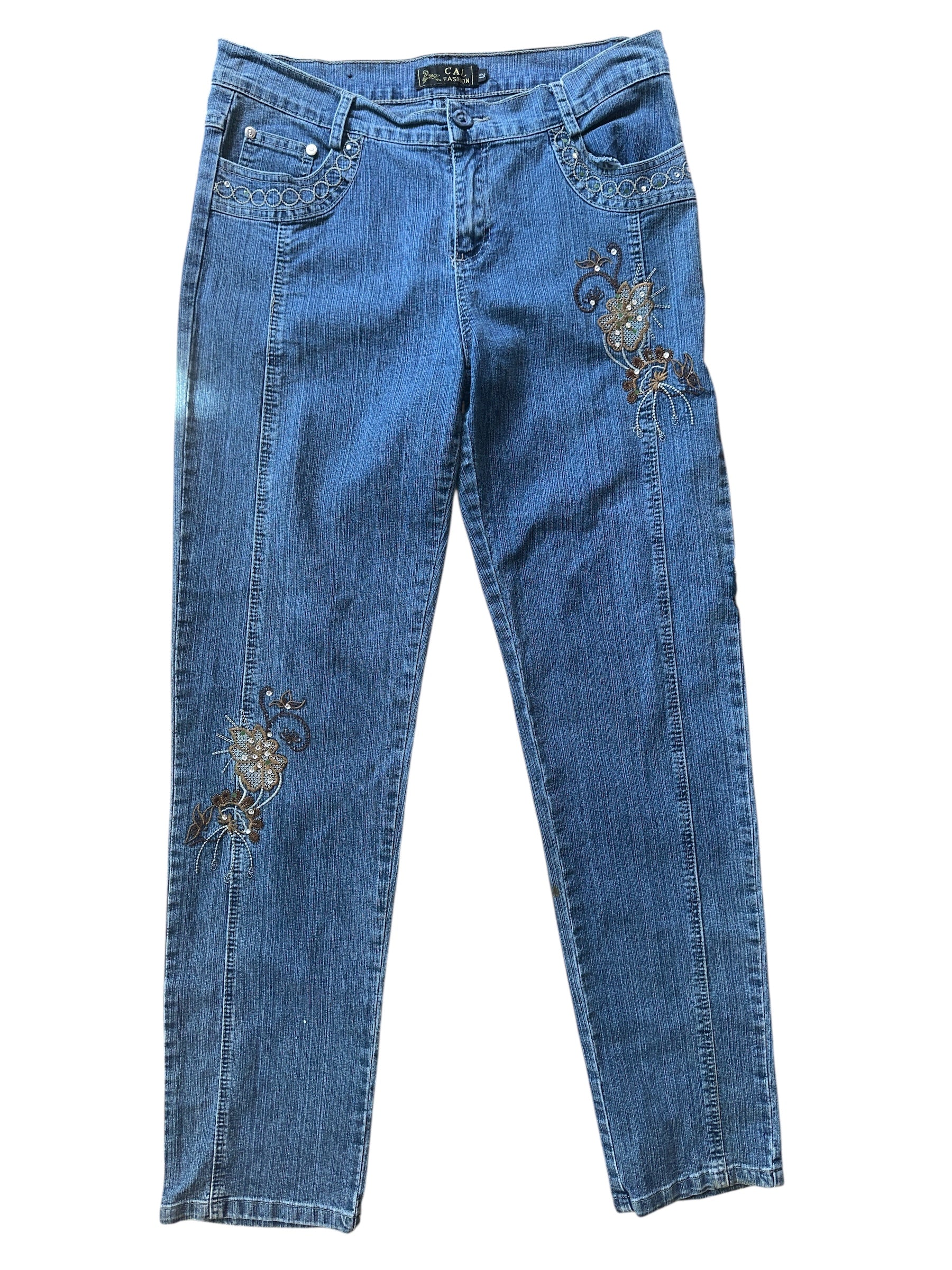 blue cal fashion embroidered jeans, 12