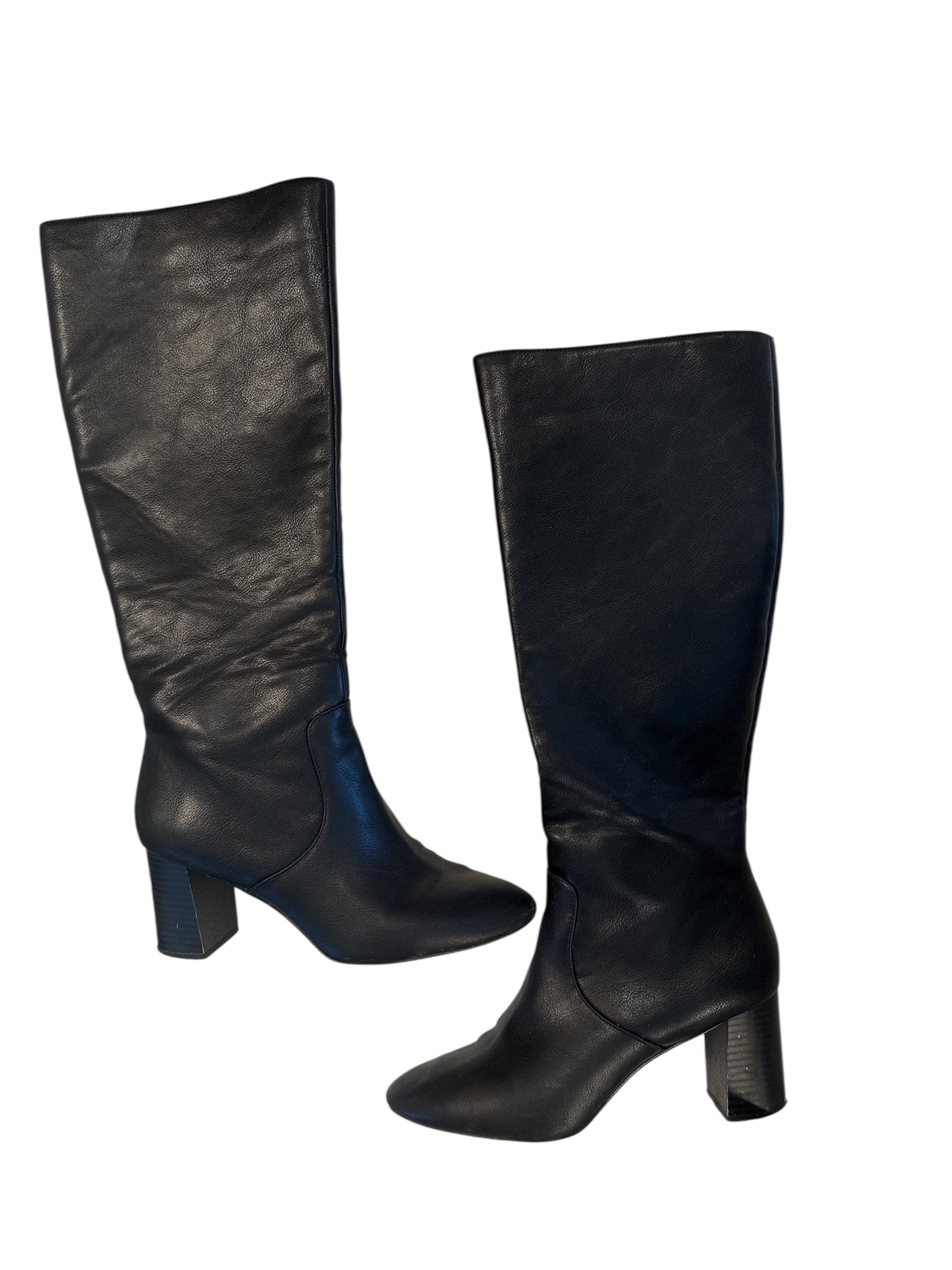 black loft pleather boots, 7