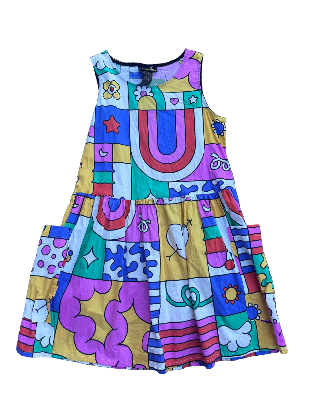 white pink yellow nooworks Rainbow flower star cutie dress, S