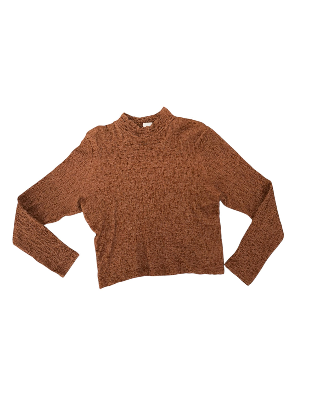 brown a new day mock neck textured ls, XL