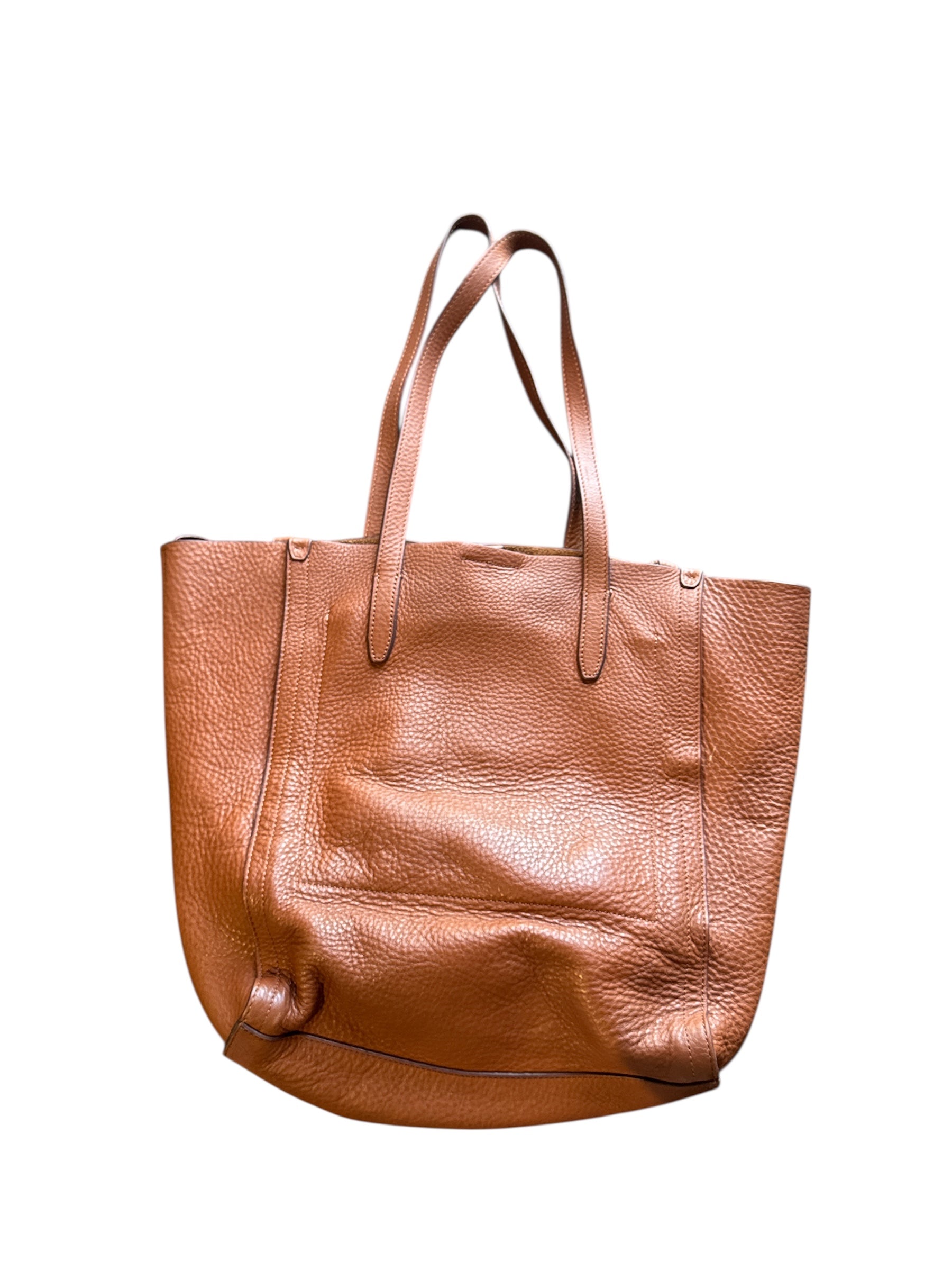 brown j crew leather tote bag