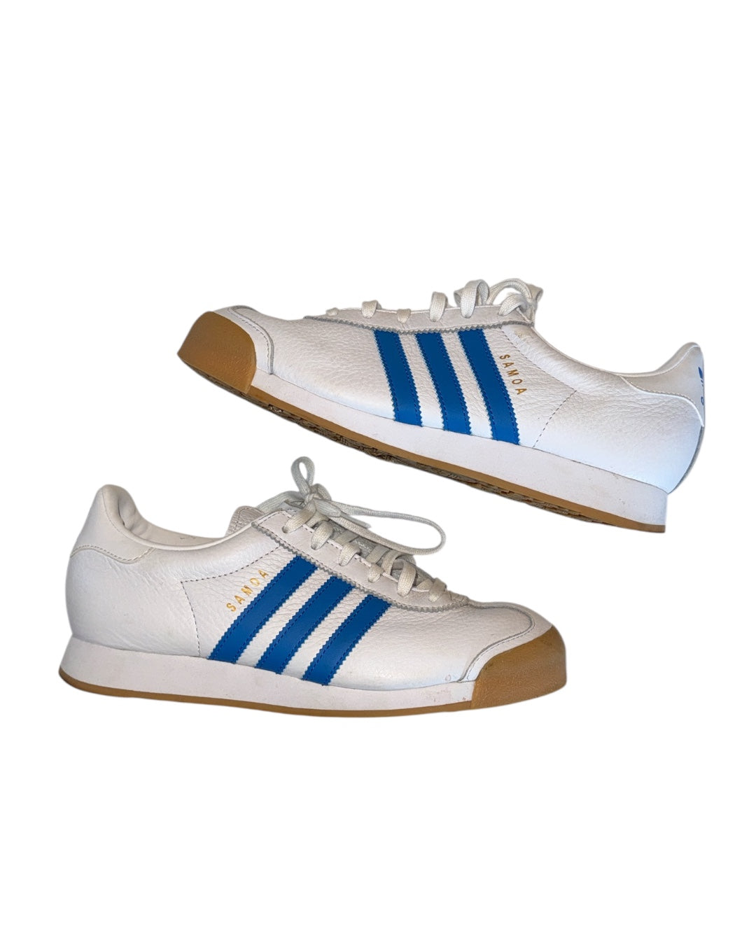 blue white adidas striped Samoa sneakers, 7