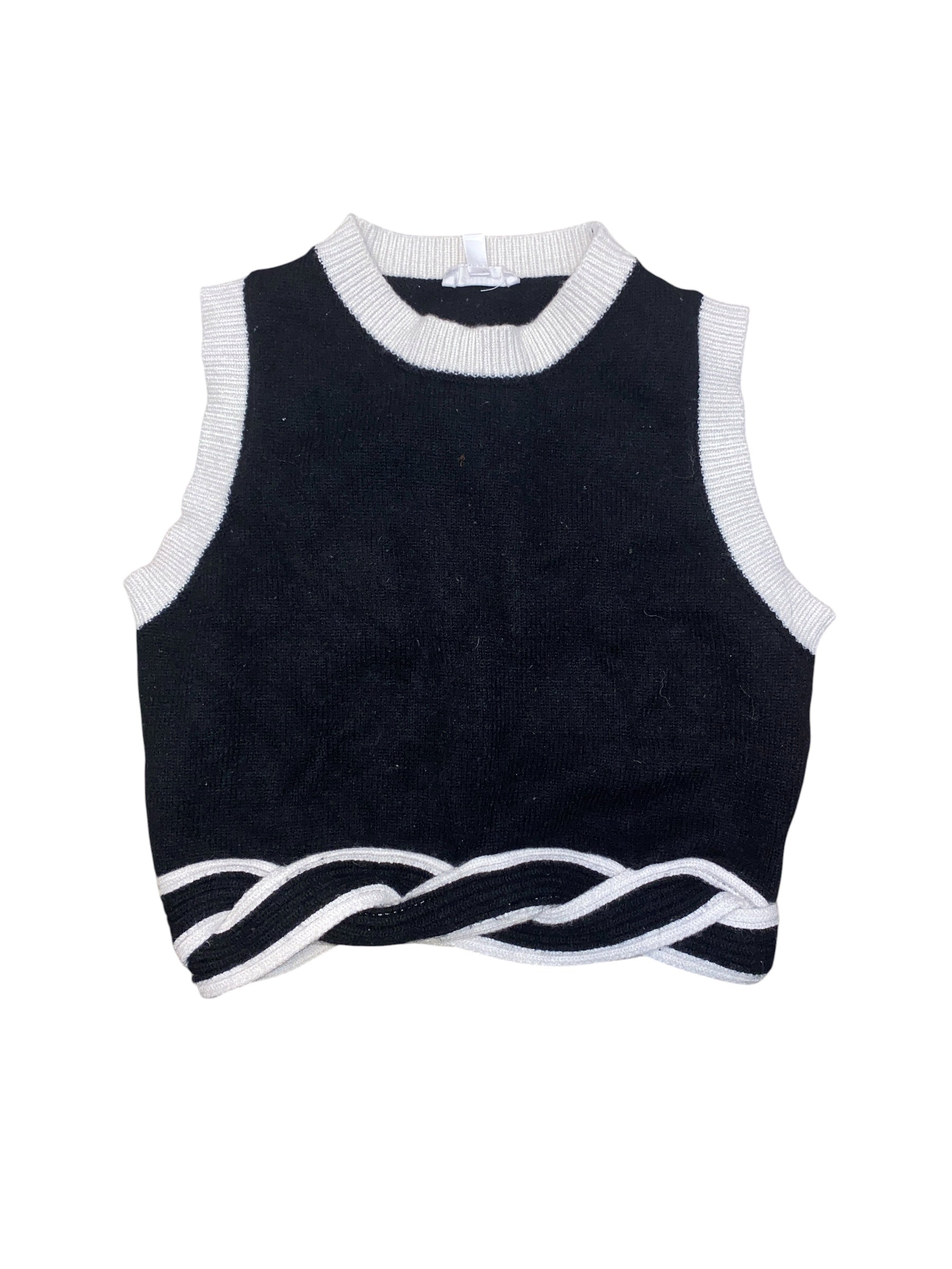 black white vestique knit ringer tank, s