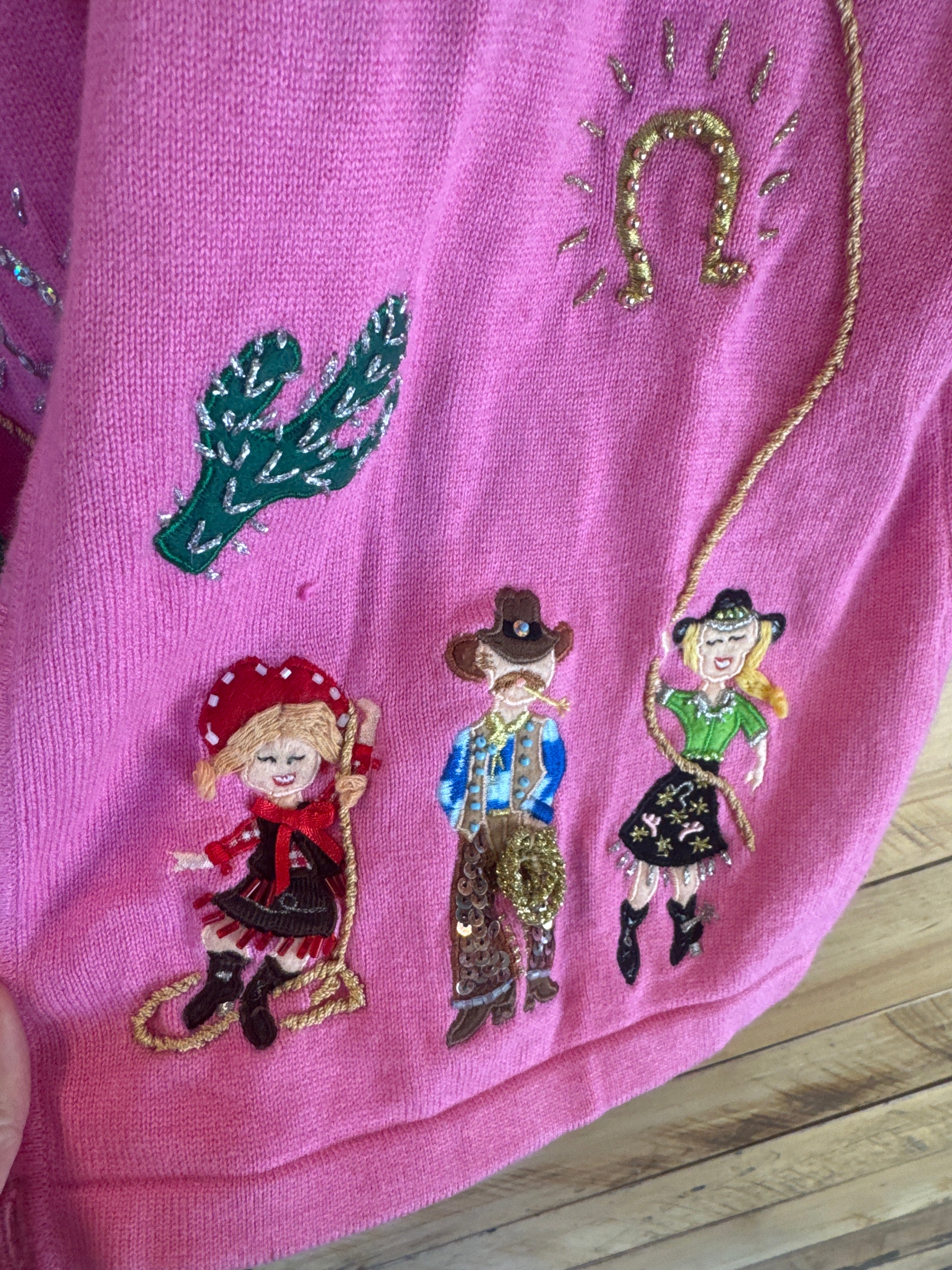 Pink jack b quick Cowgirl sweater, L