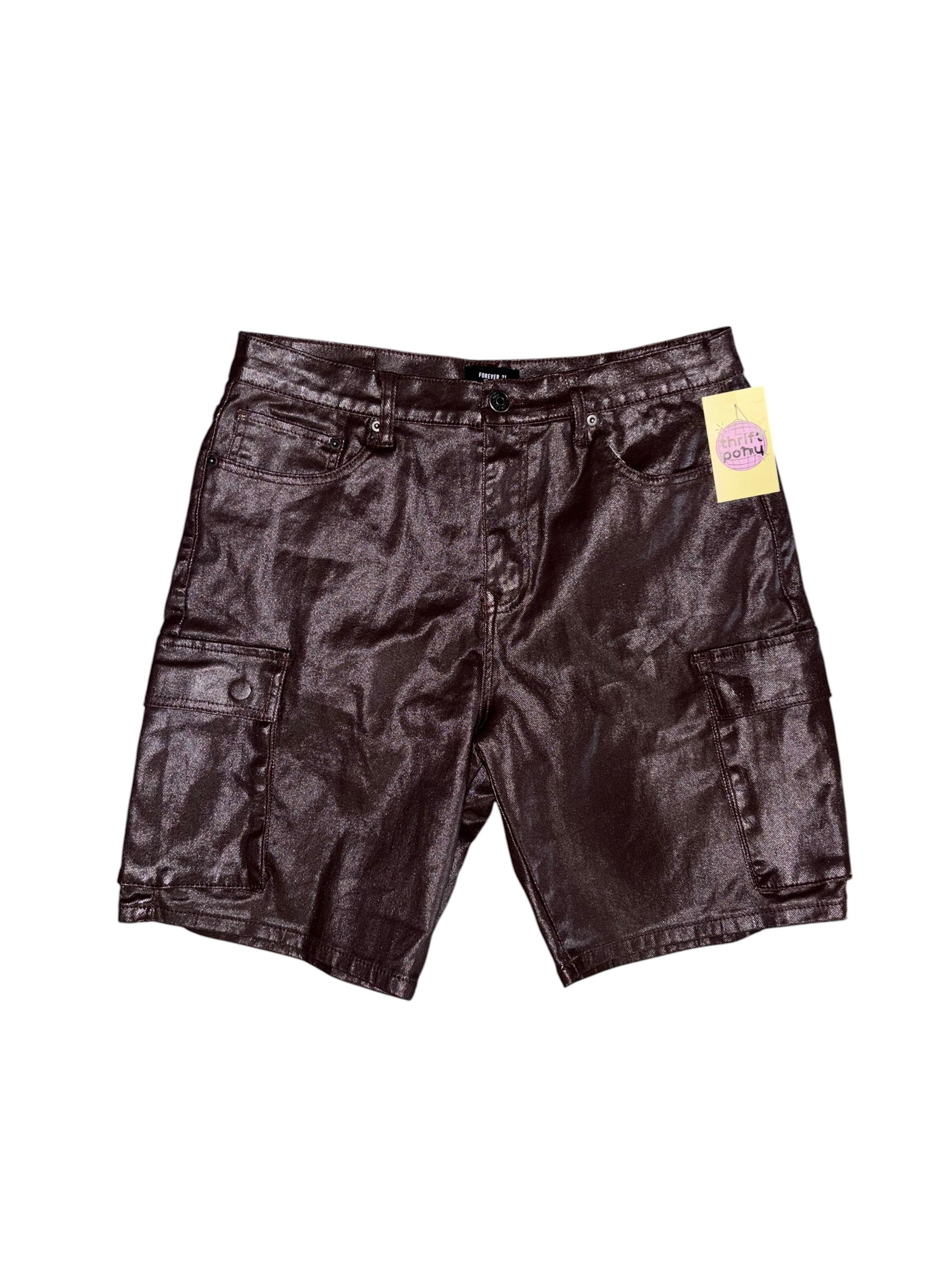 Brown Forever21 Pleather cargo shorts, 33