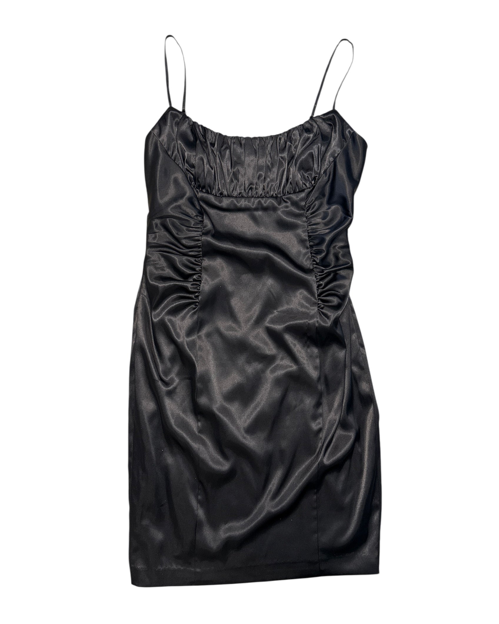 black london times satin ruch gown