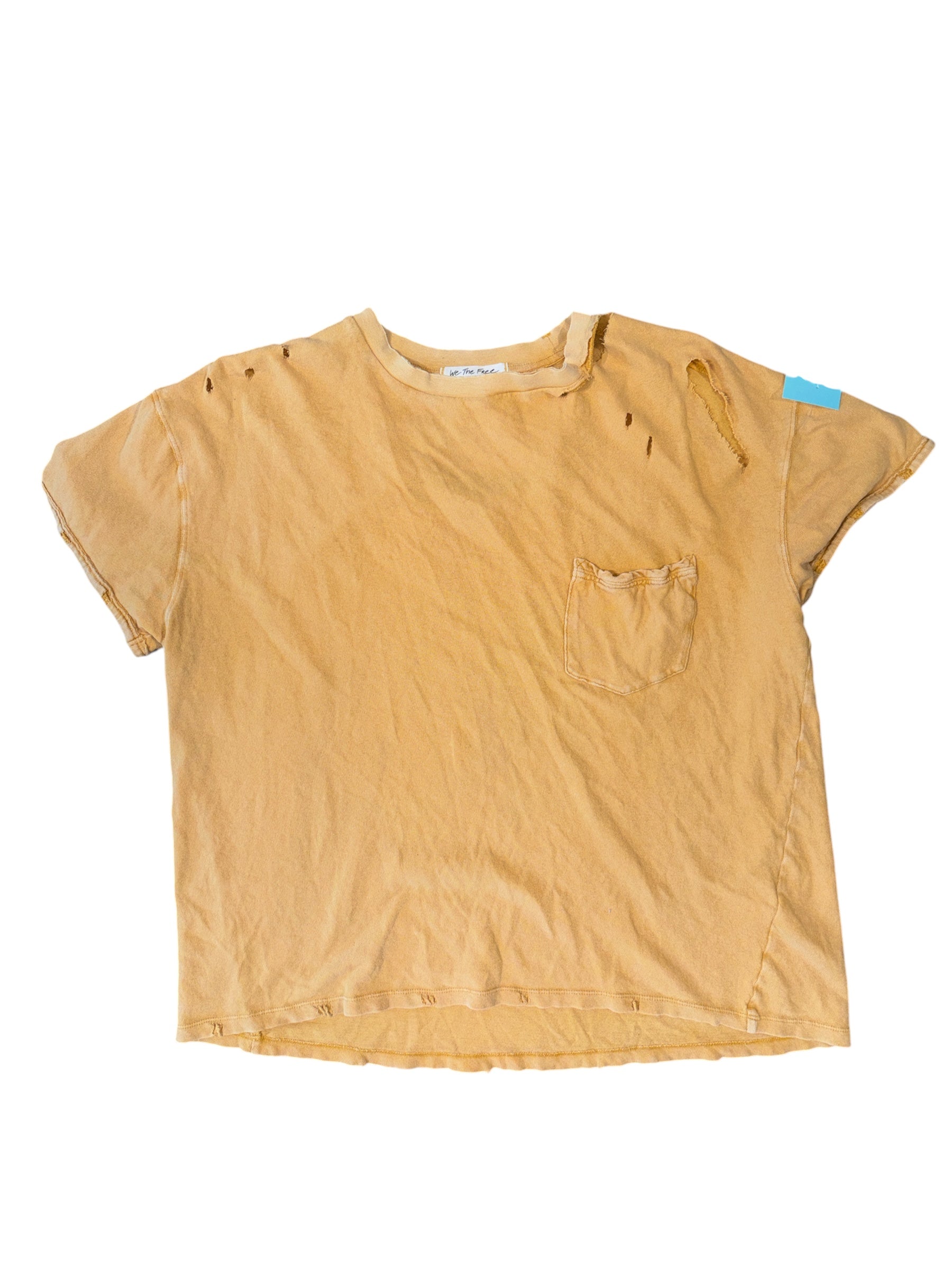 yellow free people holey ss top, m