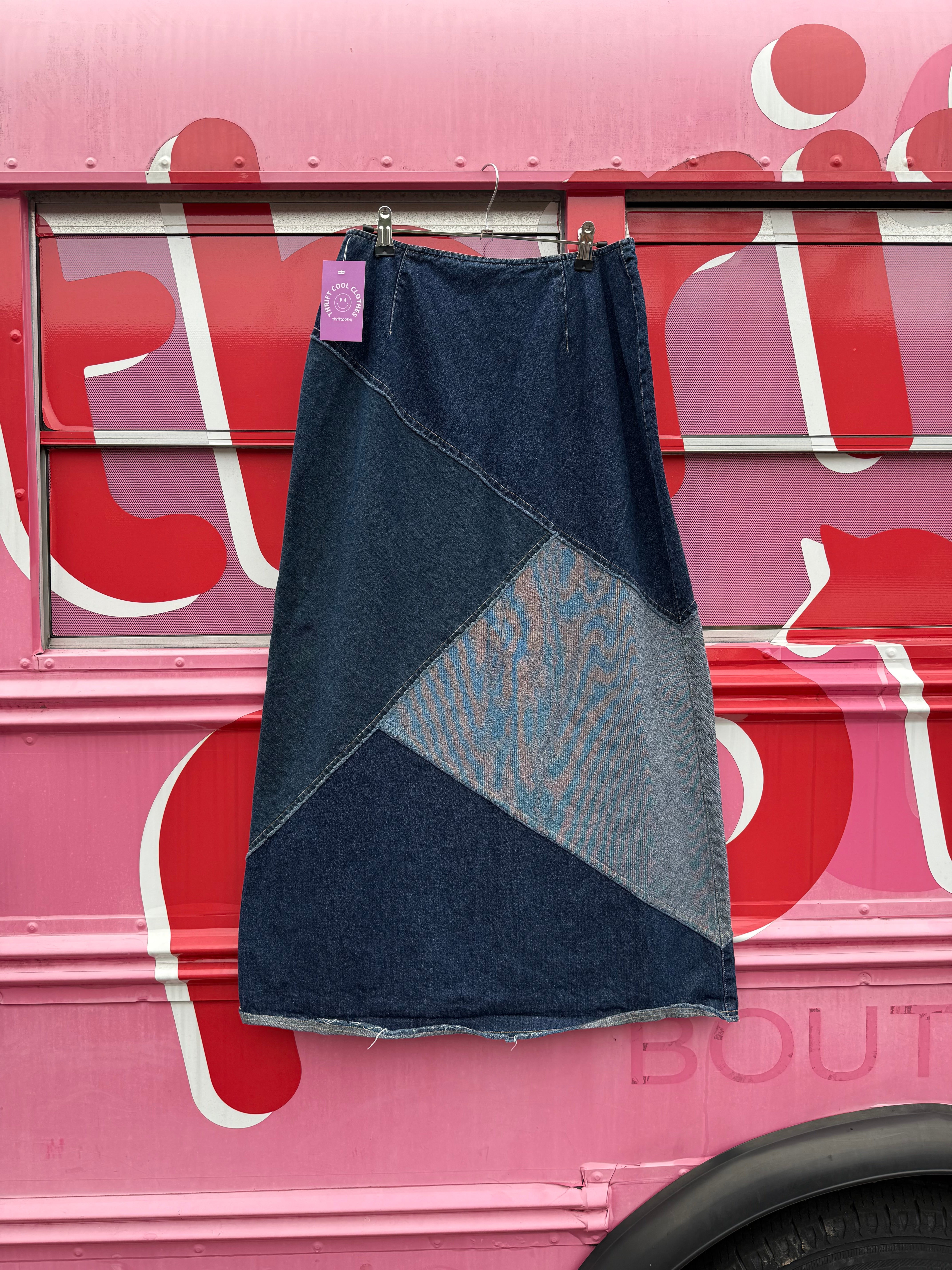 blue Liz claiborne denim patchwork skirt, 10