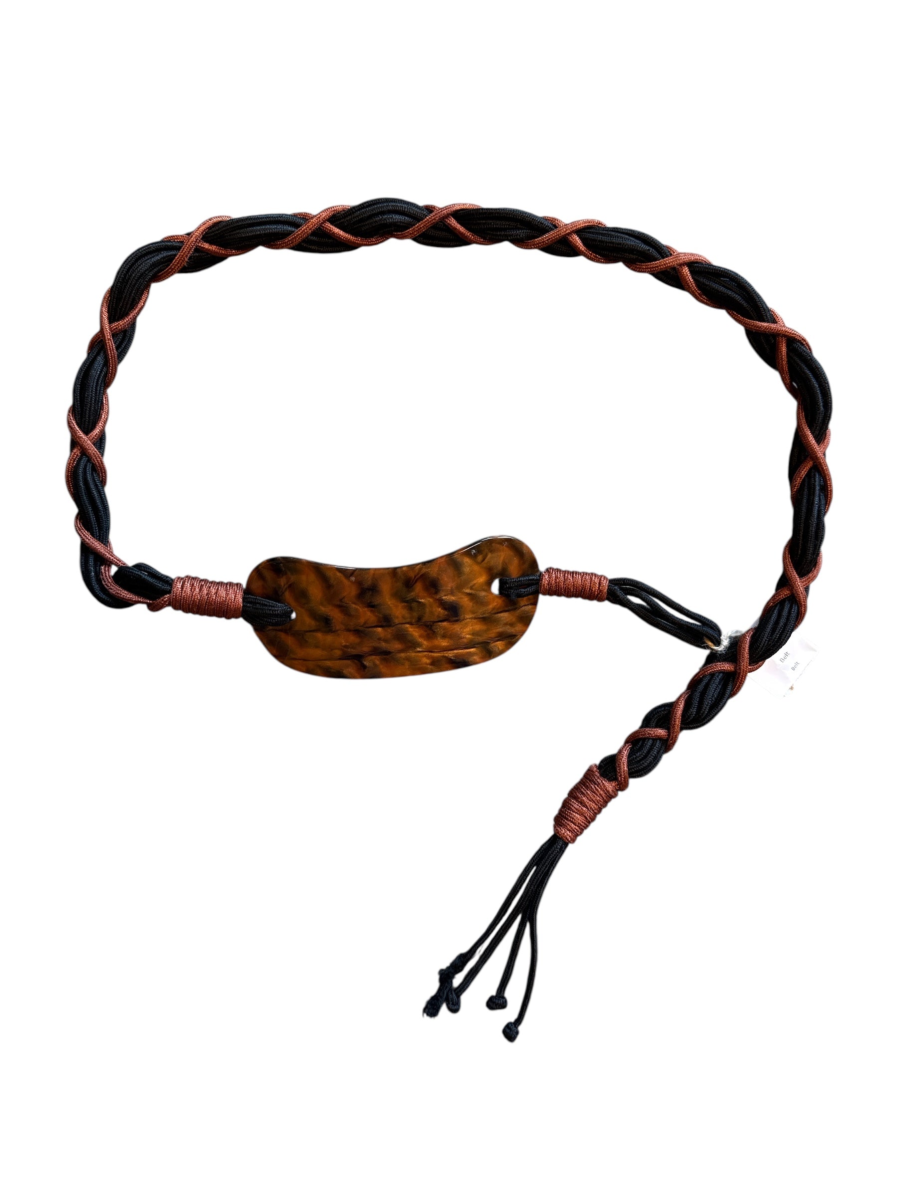 brown  rope belt w wood piece