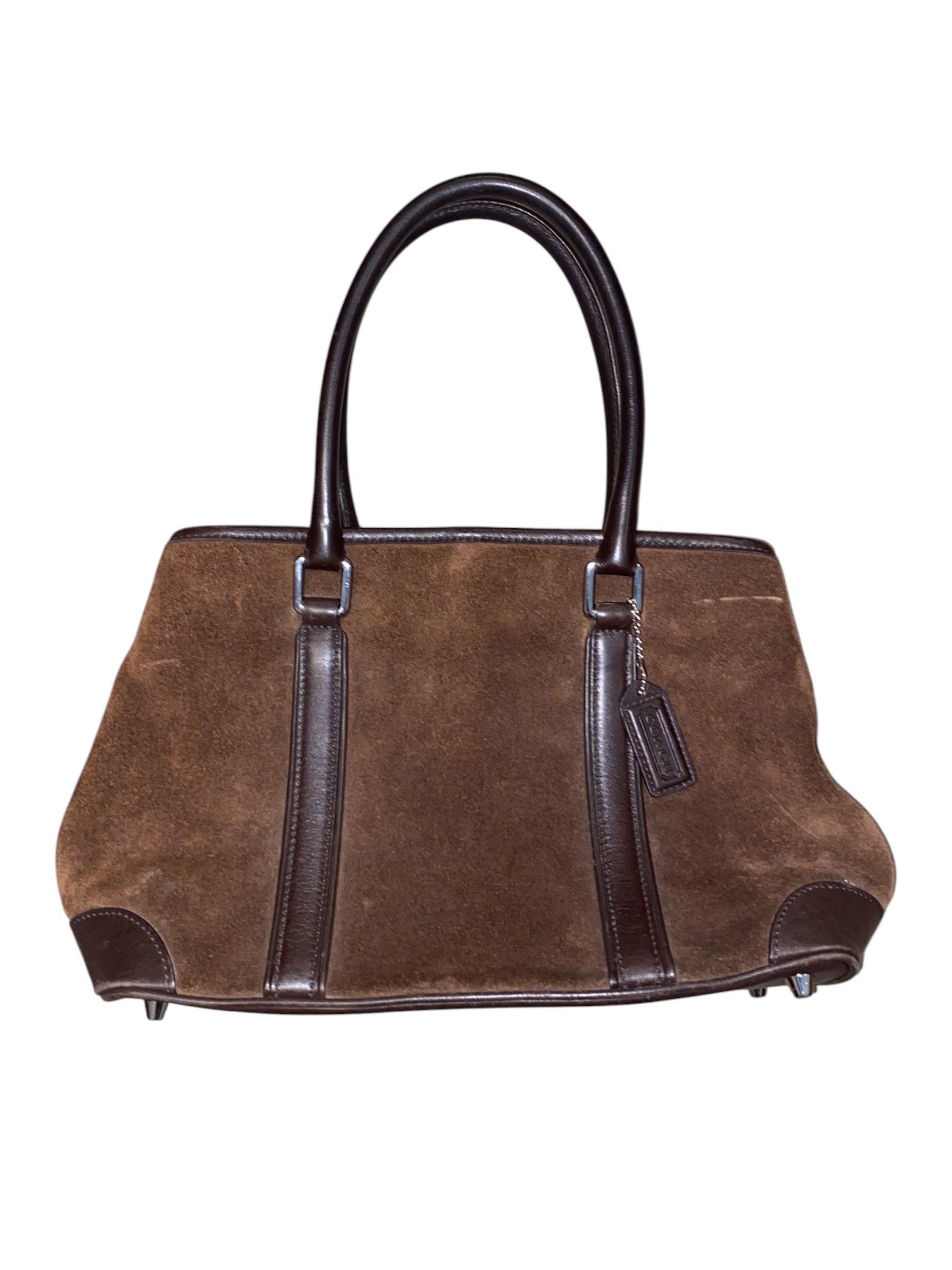 brown coach vintage hamptons hobo suede purse #F3S-7536
