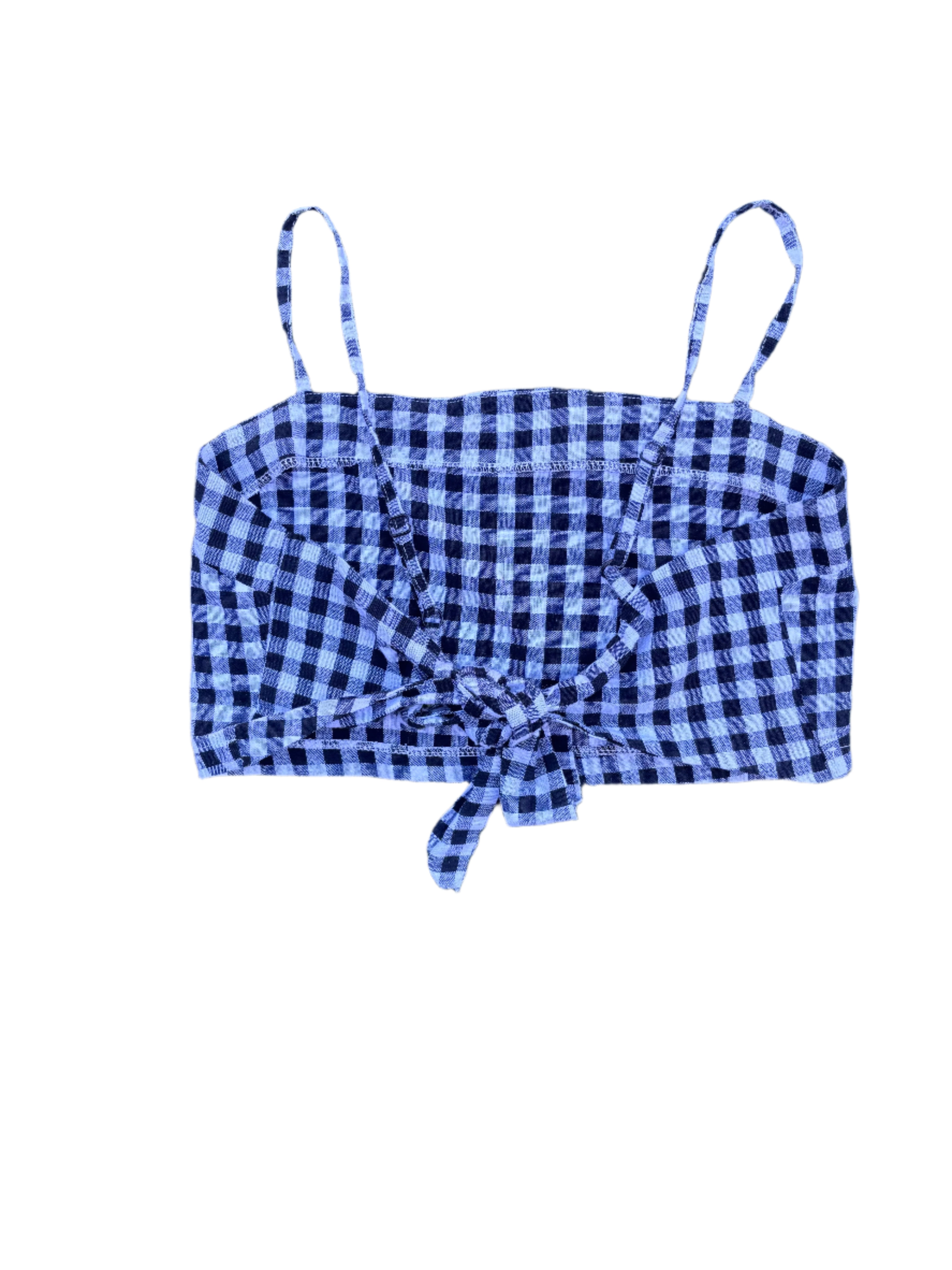 black white  gingham tie top, s