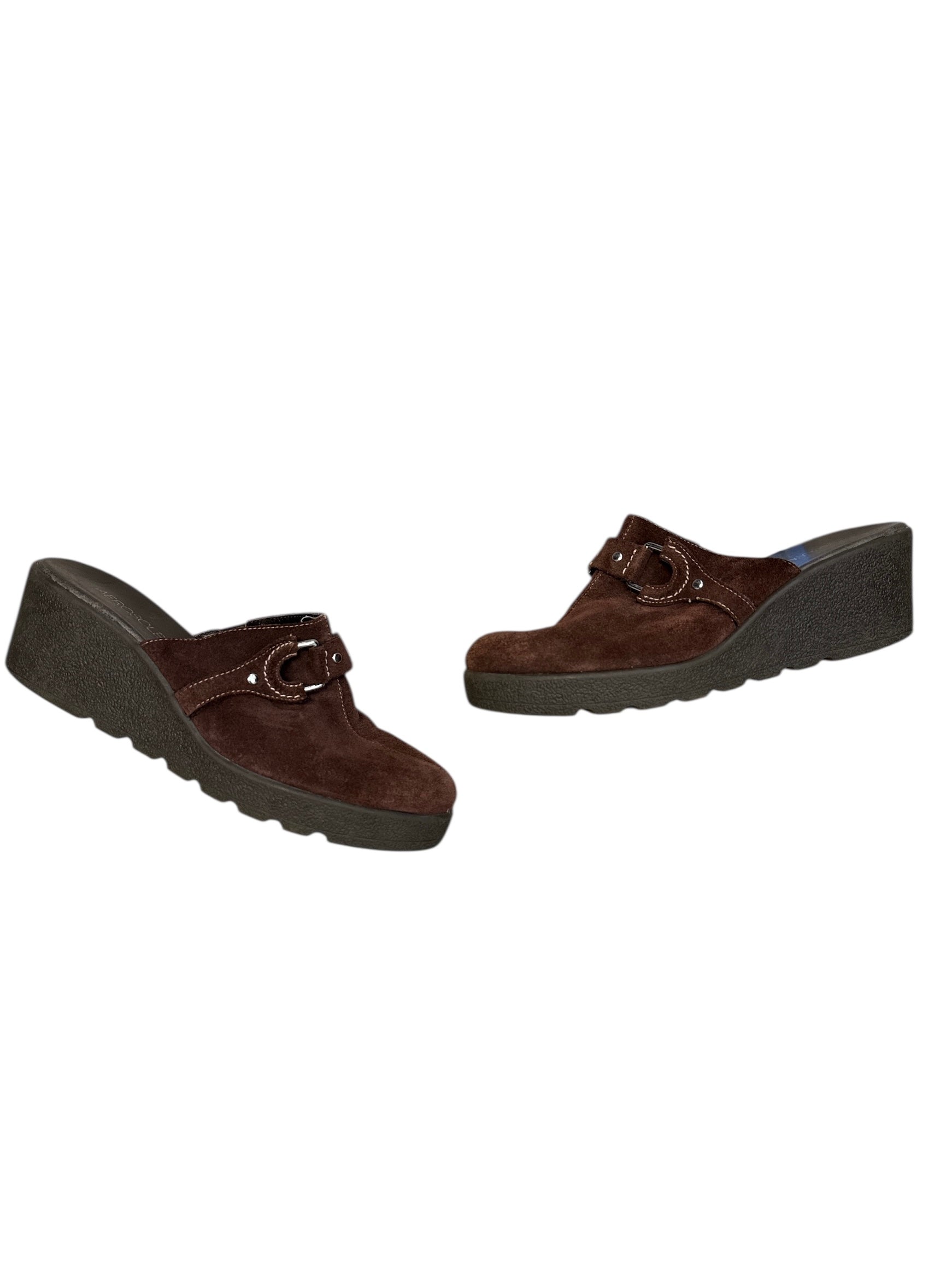 Brown Aerosoles Platform clogs, 7.5