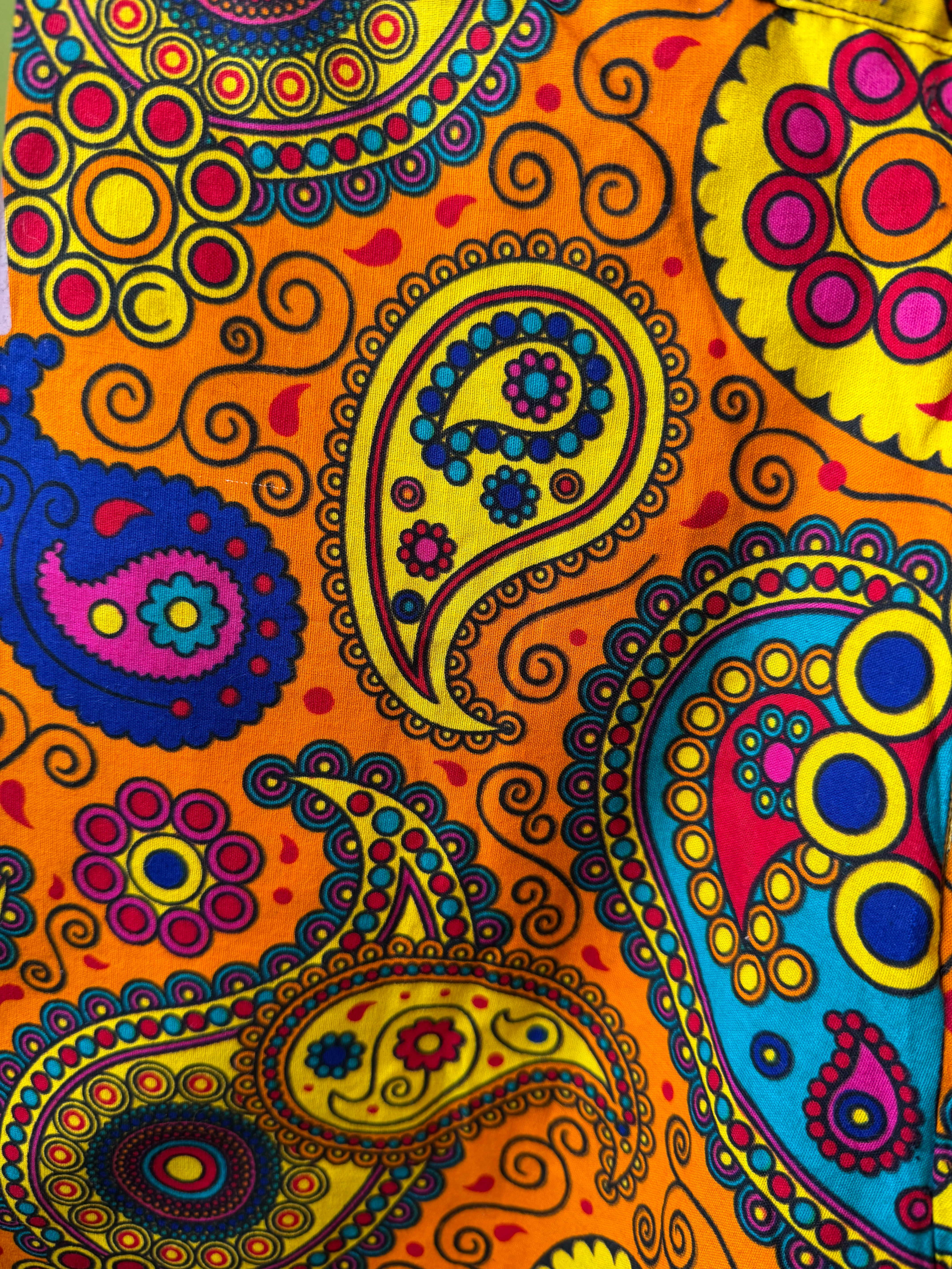 Orange yellow teal pink  Paisley print shorts, 30