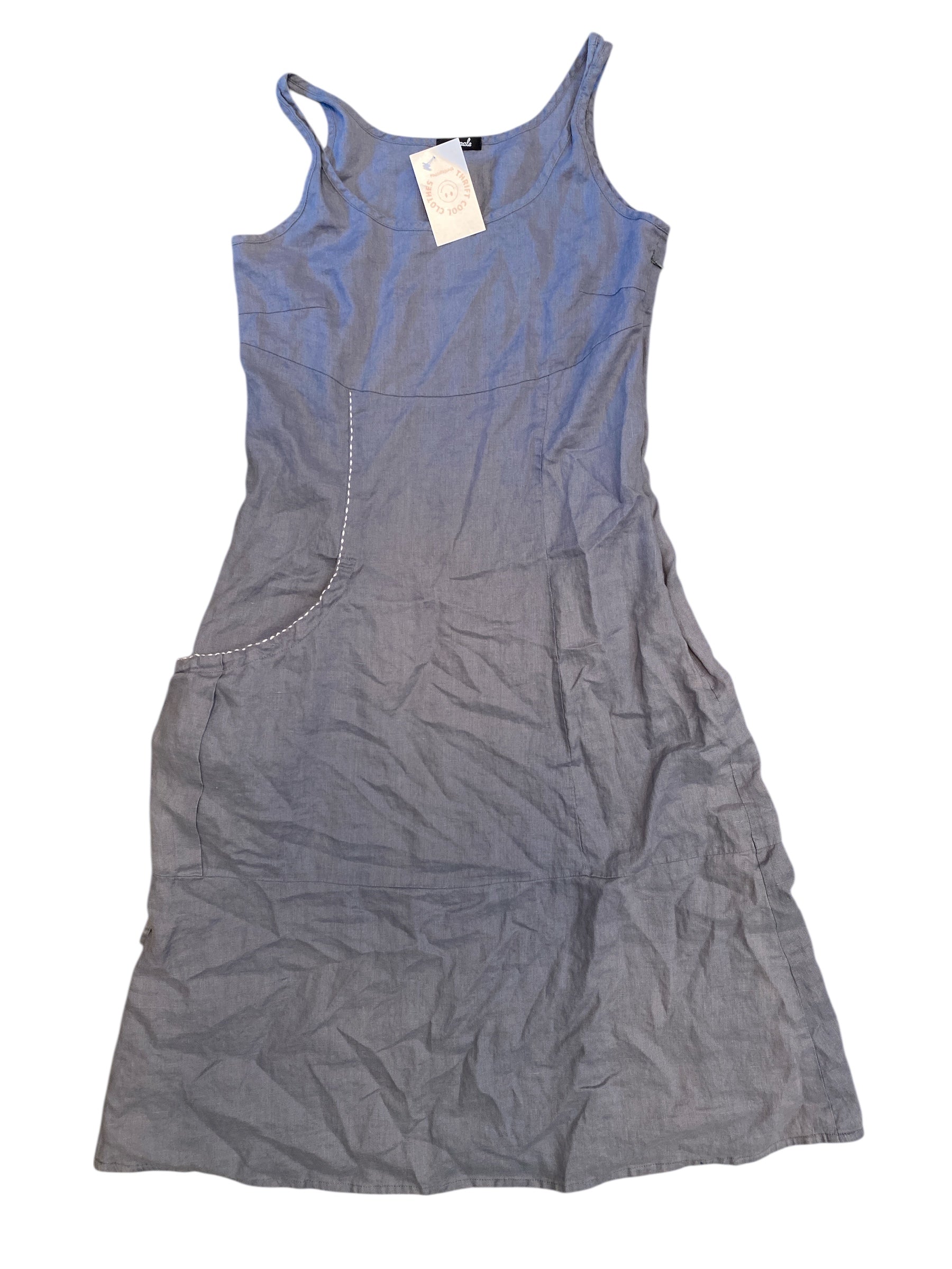 gray animale linen dress w one pocket M/L