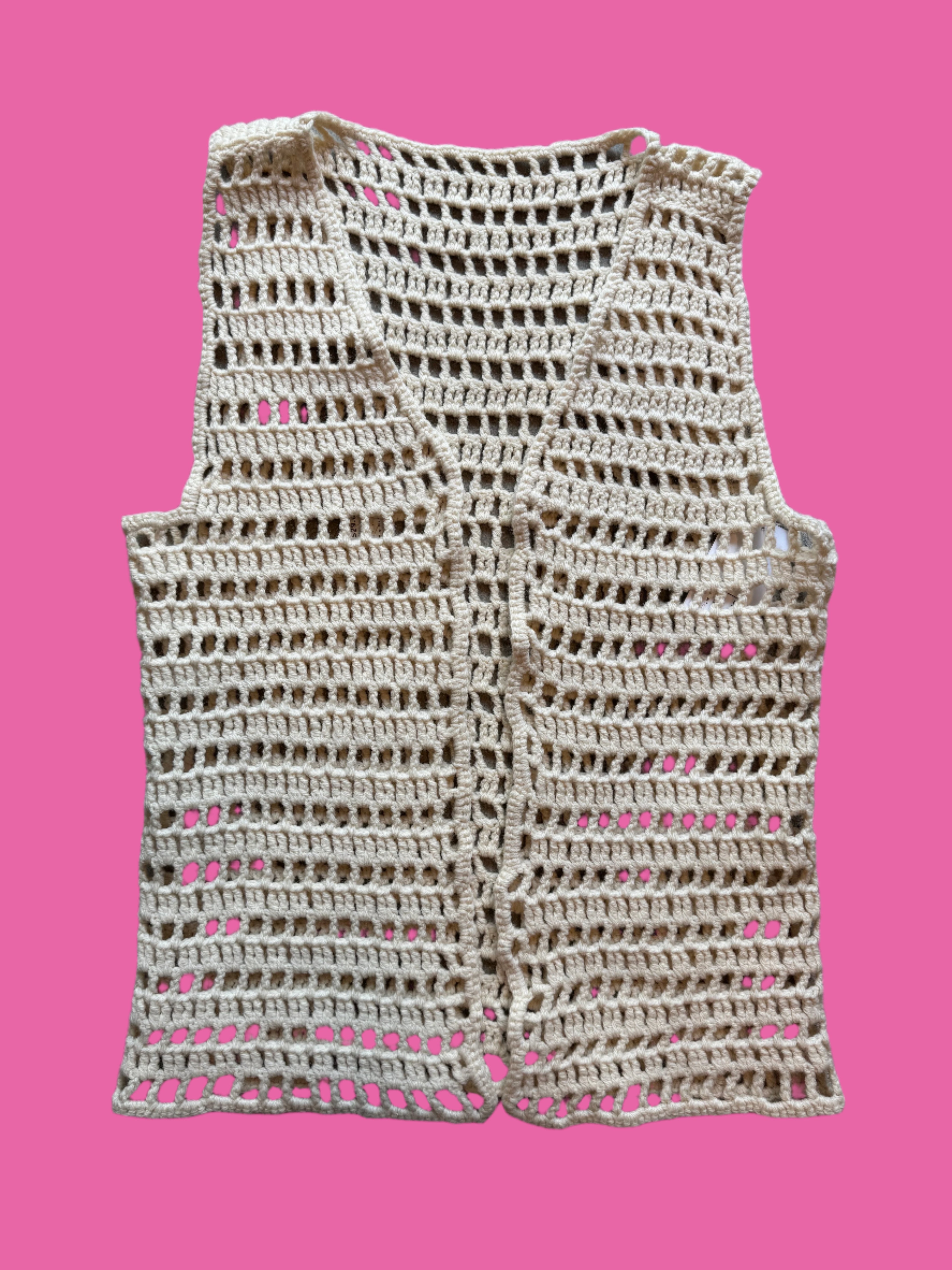 Cream  Hand crochet vest, L