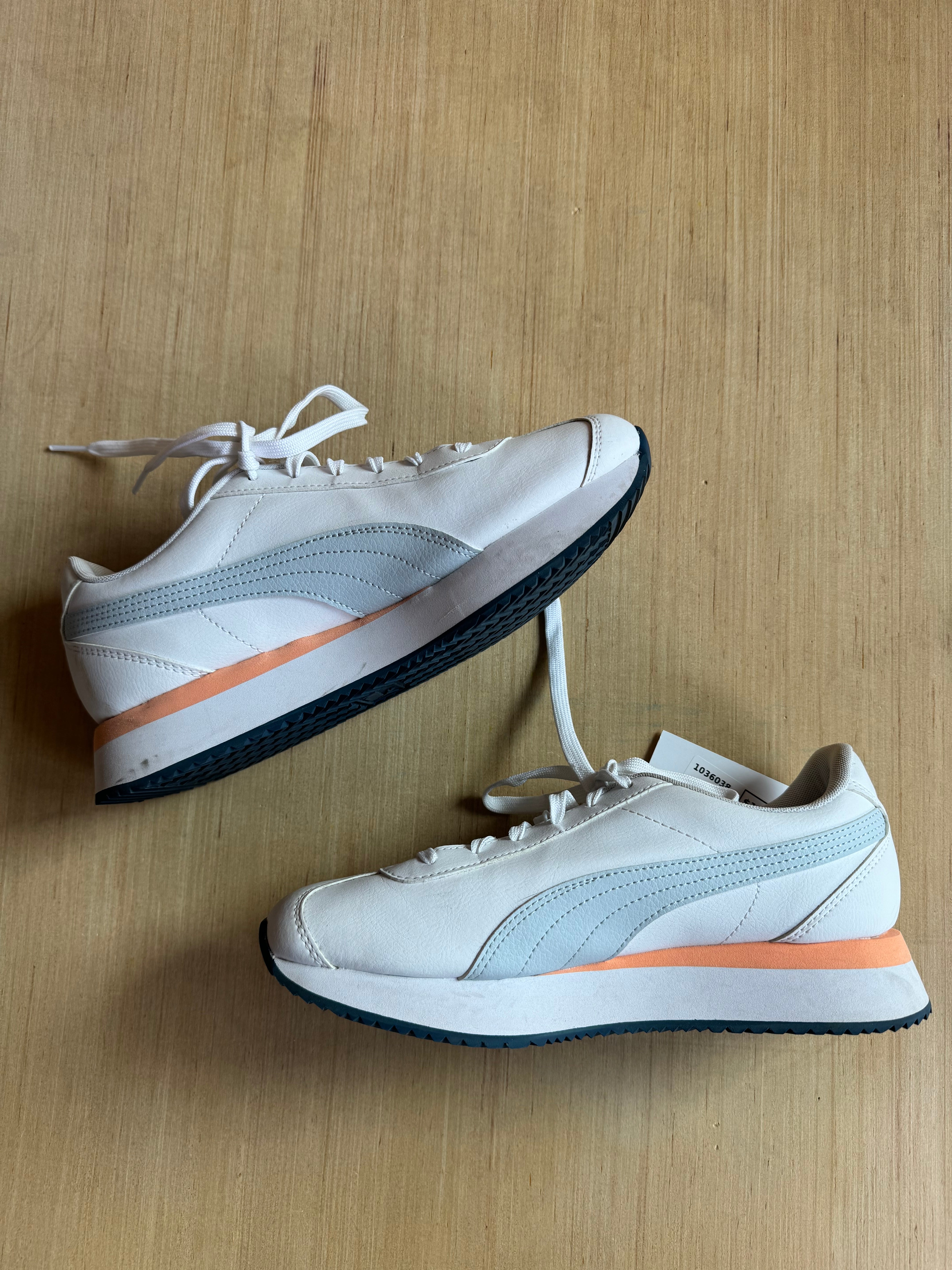 white orange puma running shoes, 7