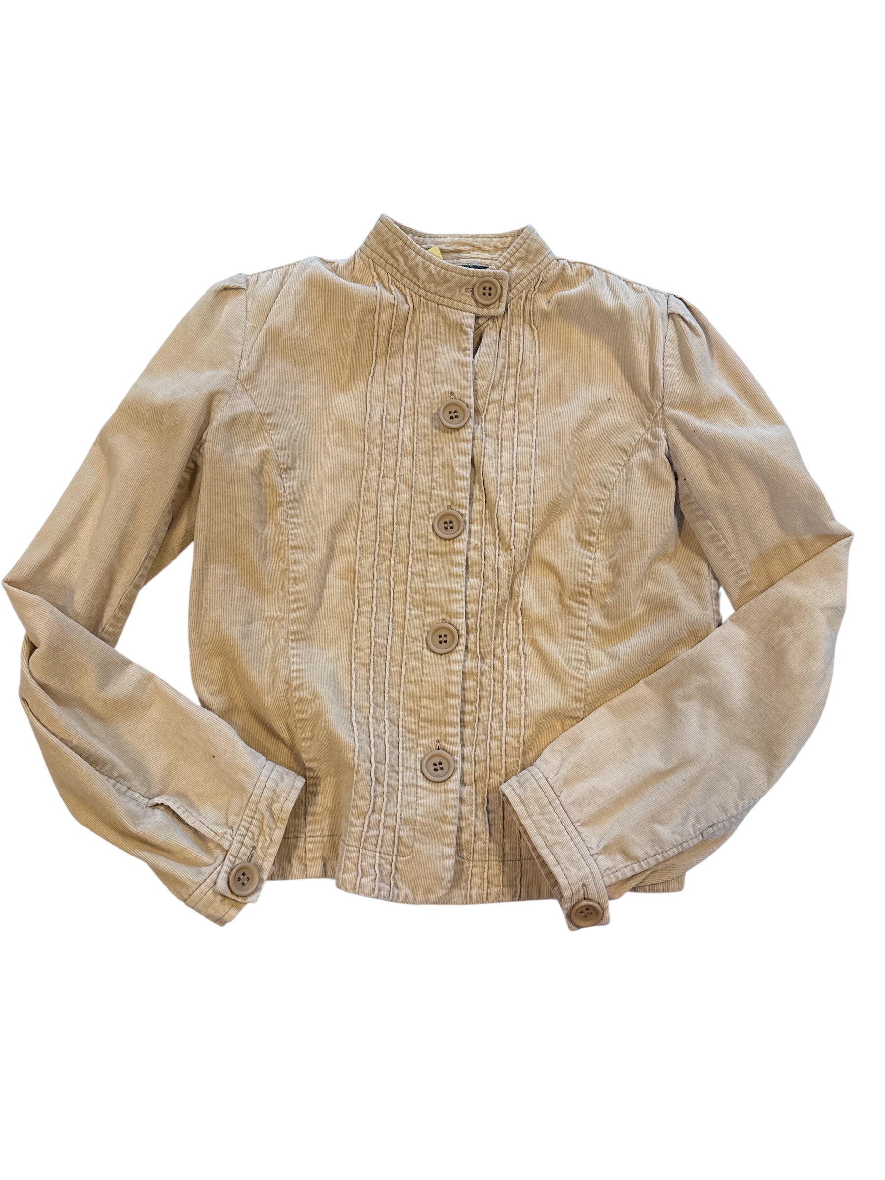 tan reaction ribbed cutie button mock neck jacket, s