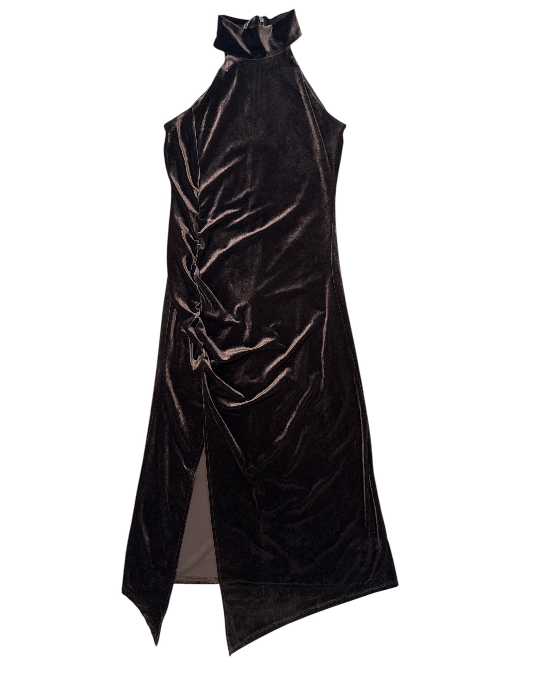 brown taylor velvet maxi high neck, 6