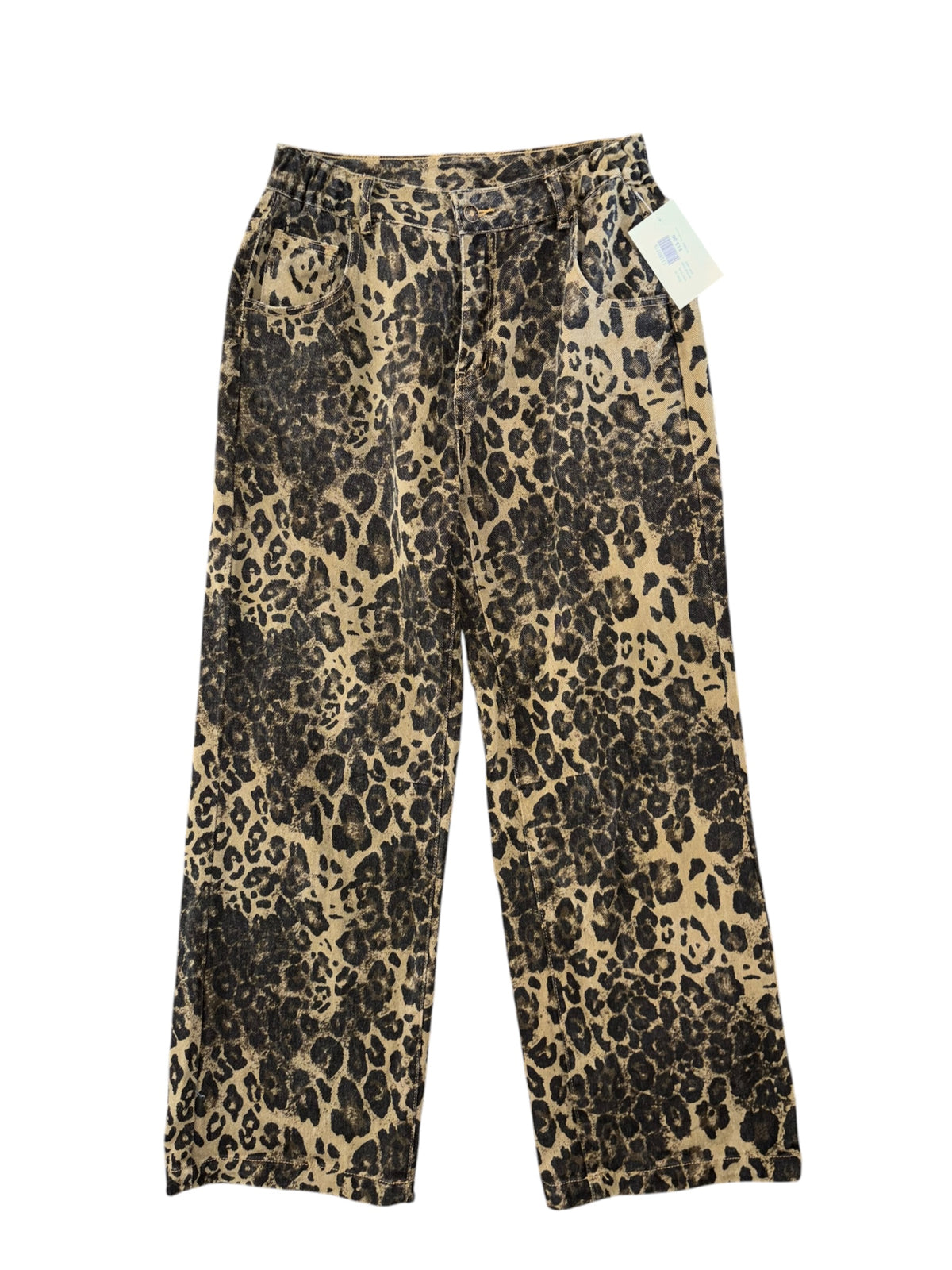 brown black  animal print jean pant, m