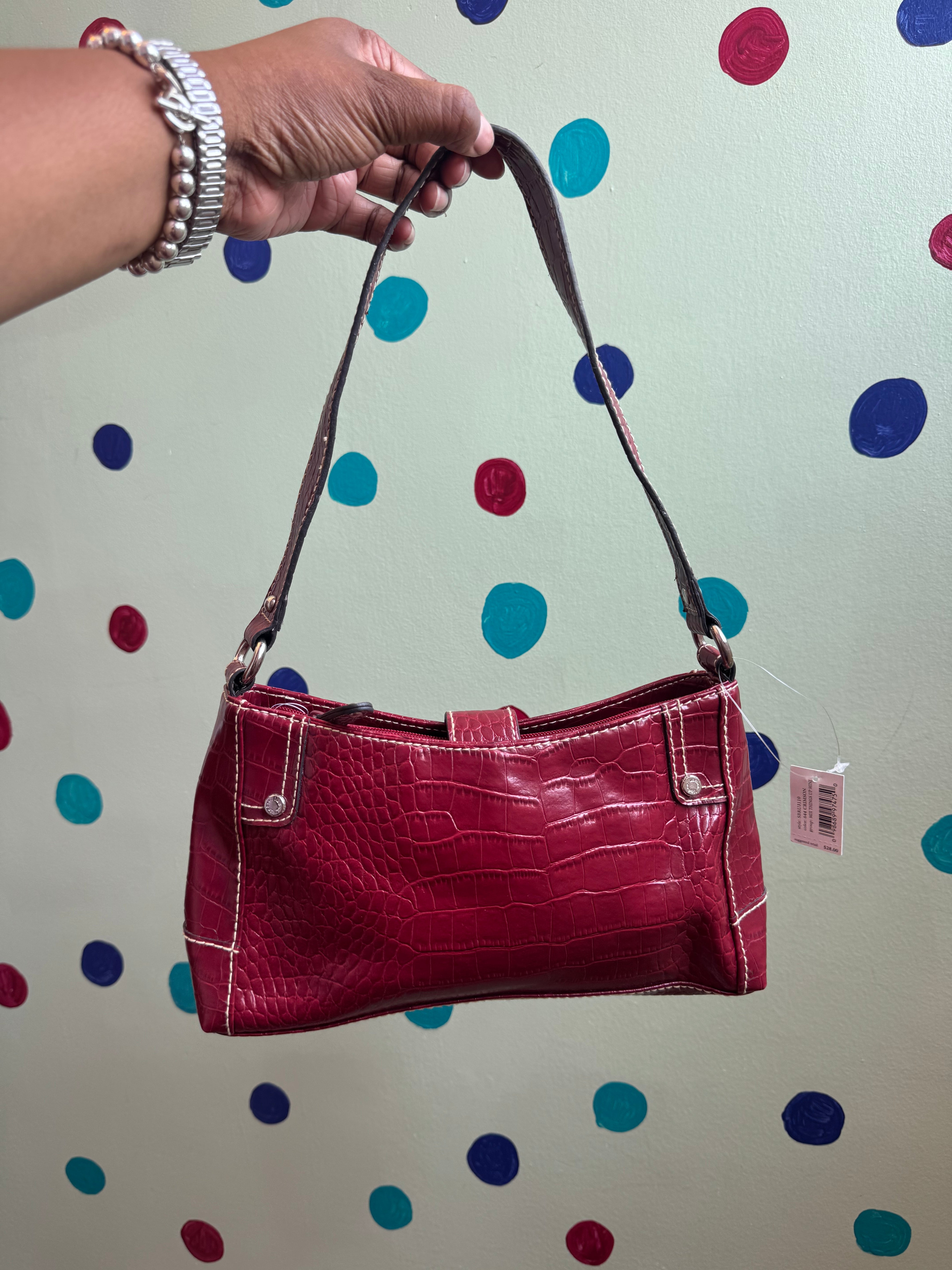 red liz and co deadstock croc shoulder bag