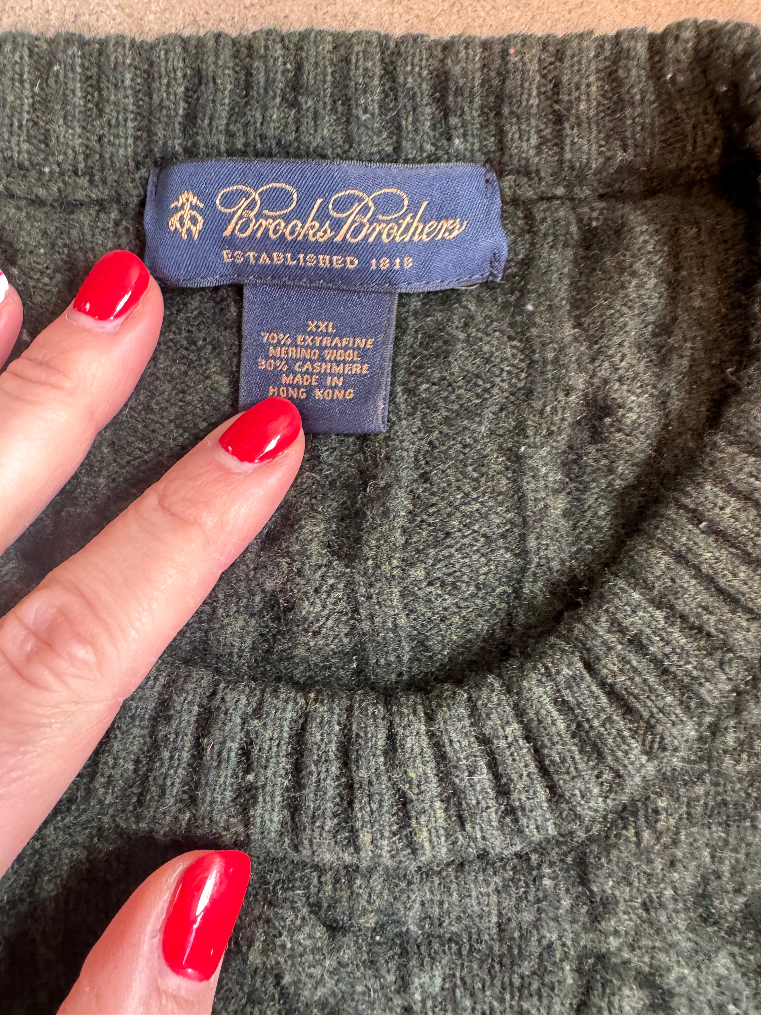 green brooks brothers wool cashmere blend sweater, xxl