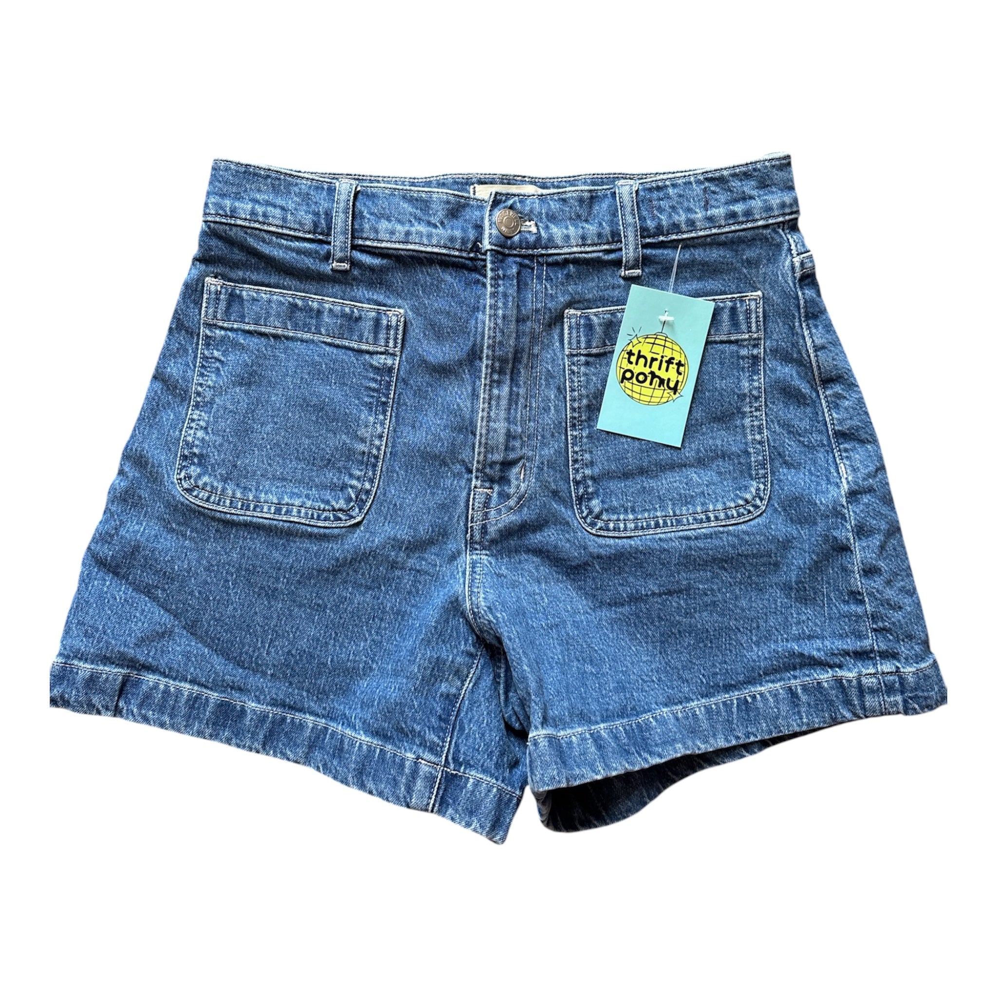 blue madewell jean shorts- high rise sailor shorts, 27