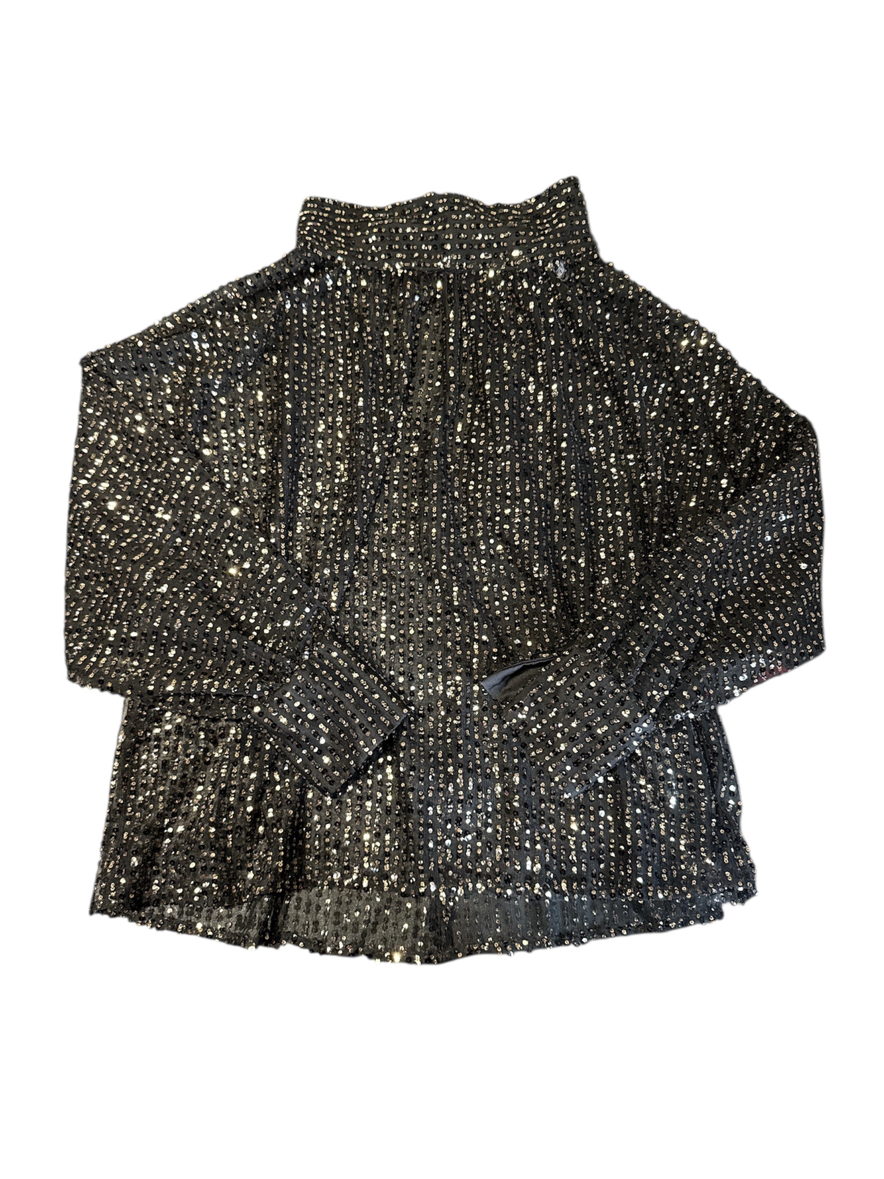 black gold zara sheer sequin blouse, s