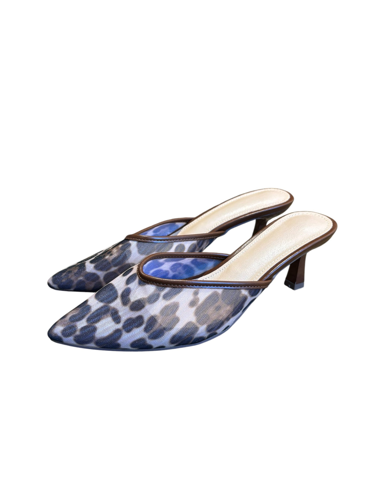 brown beige  leopard kitten heels, 6.5