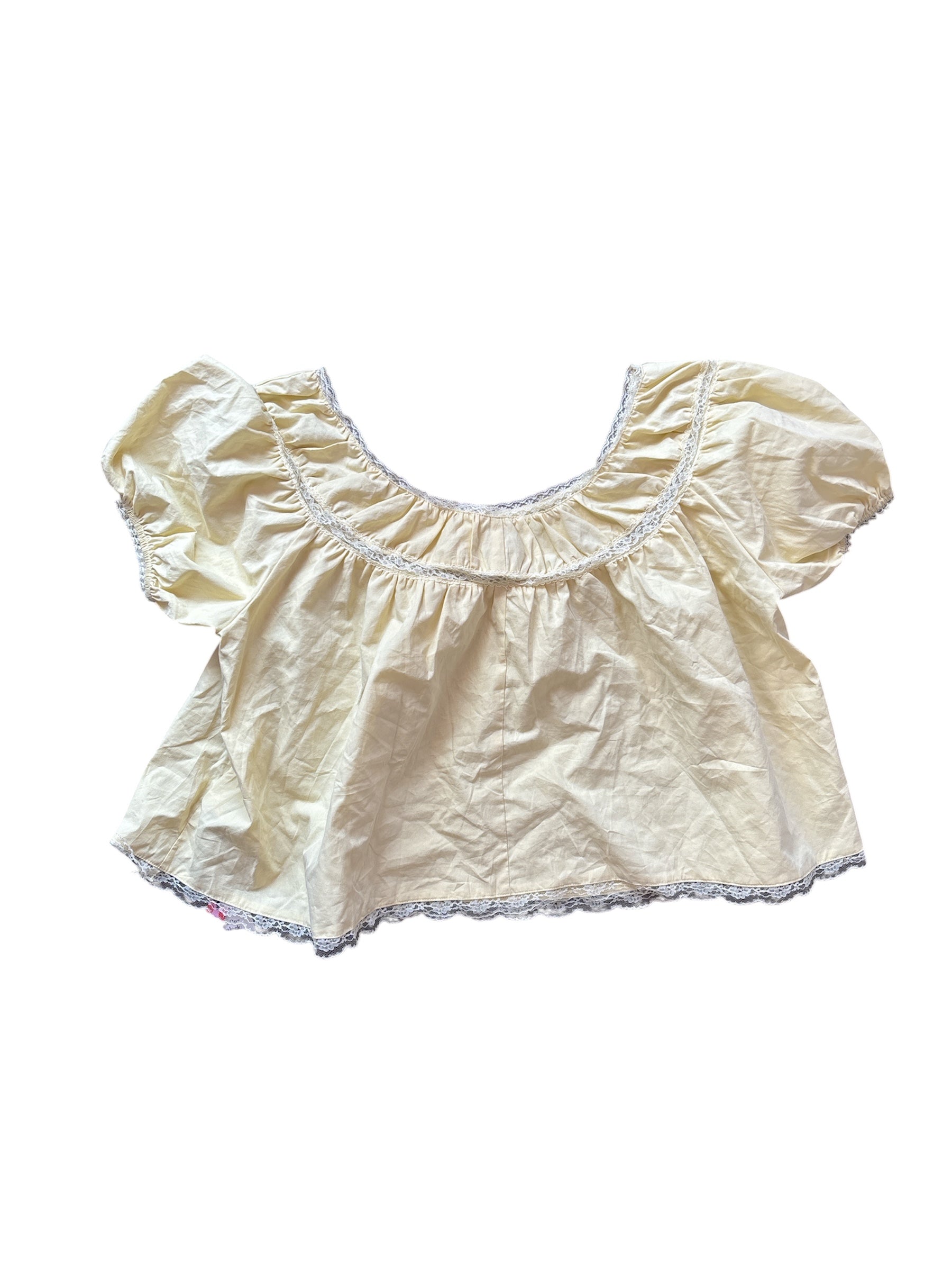 Yellow Cider Lace trim baby doll top, XL