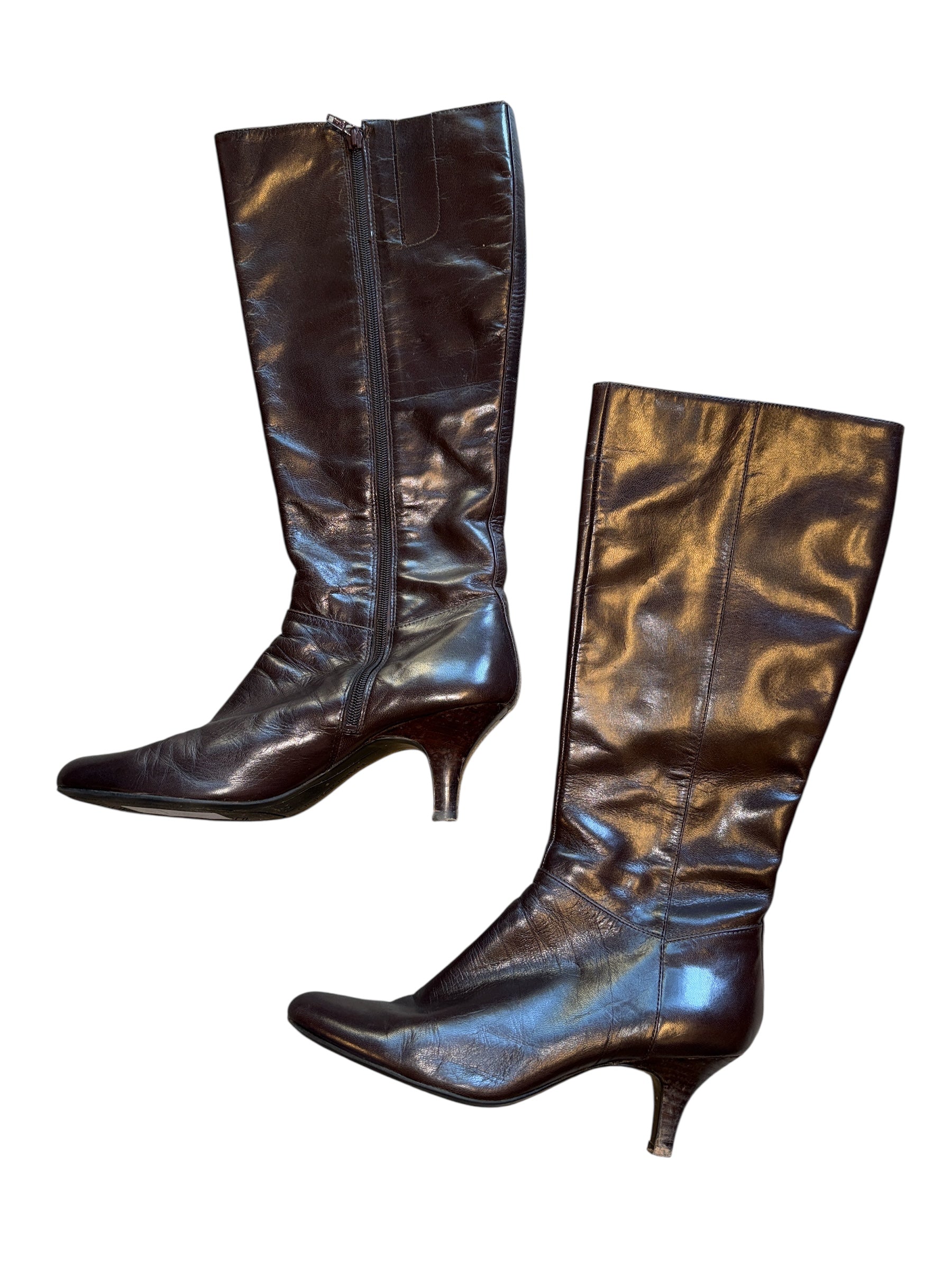 brown bandolino kitten heel tall boot, 10