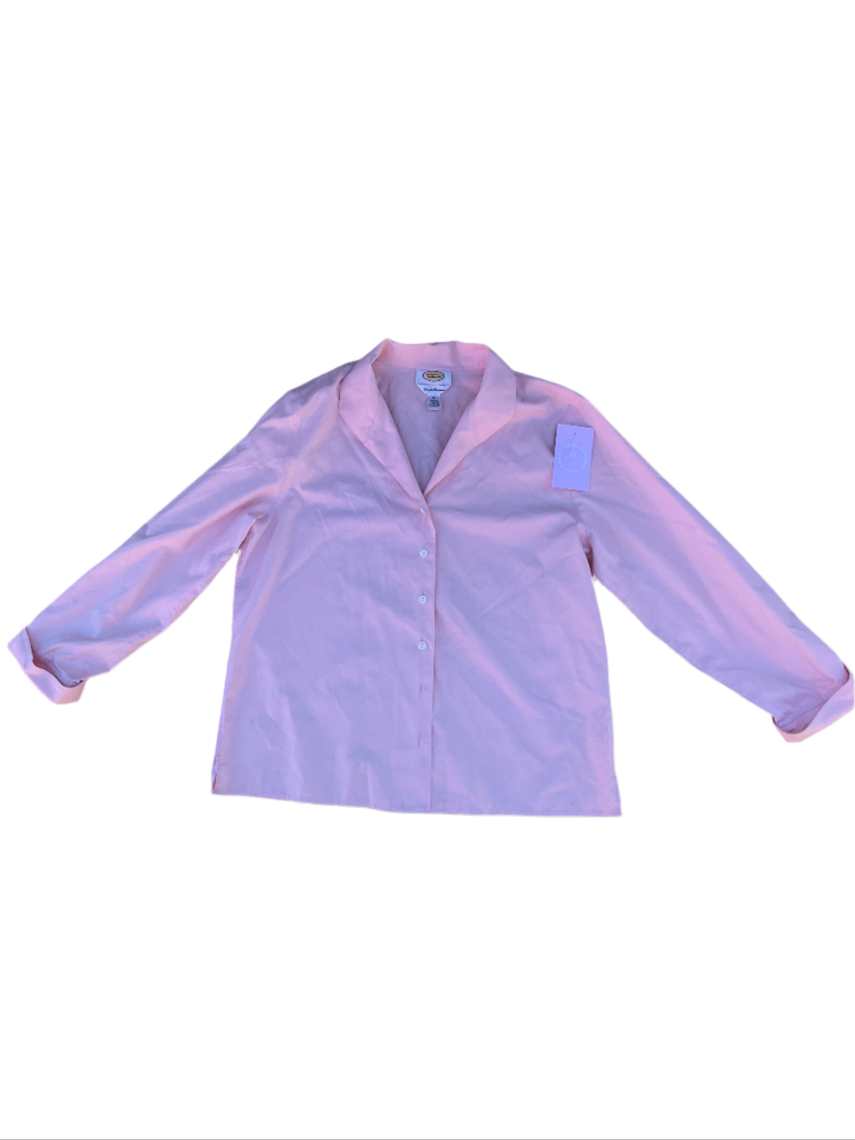 pink talbots ls button up, 12