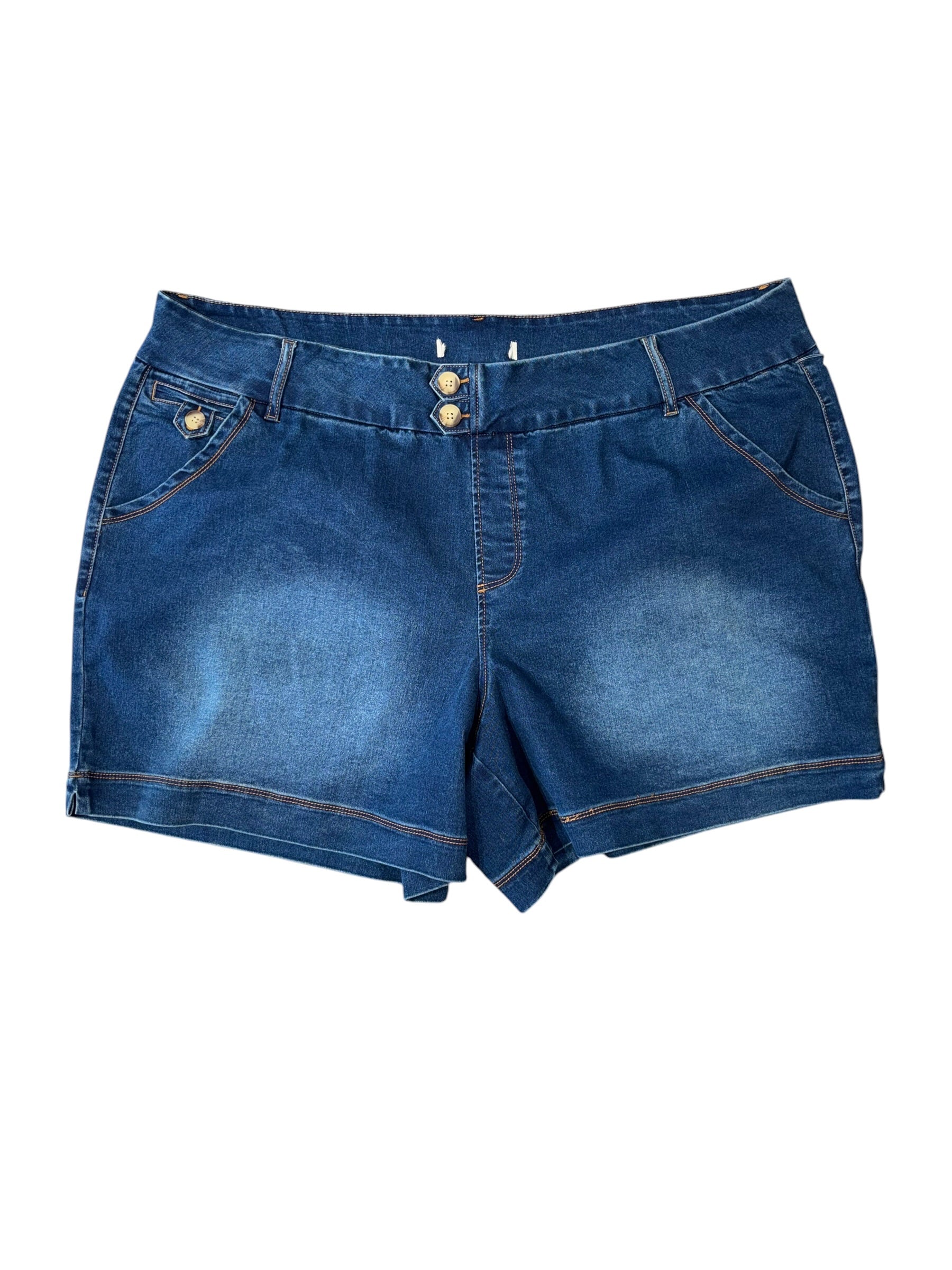 dark wash  cuffed shorts, 3x
