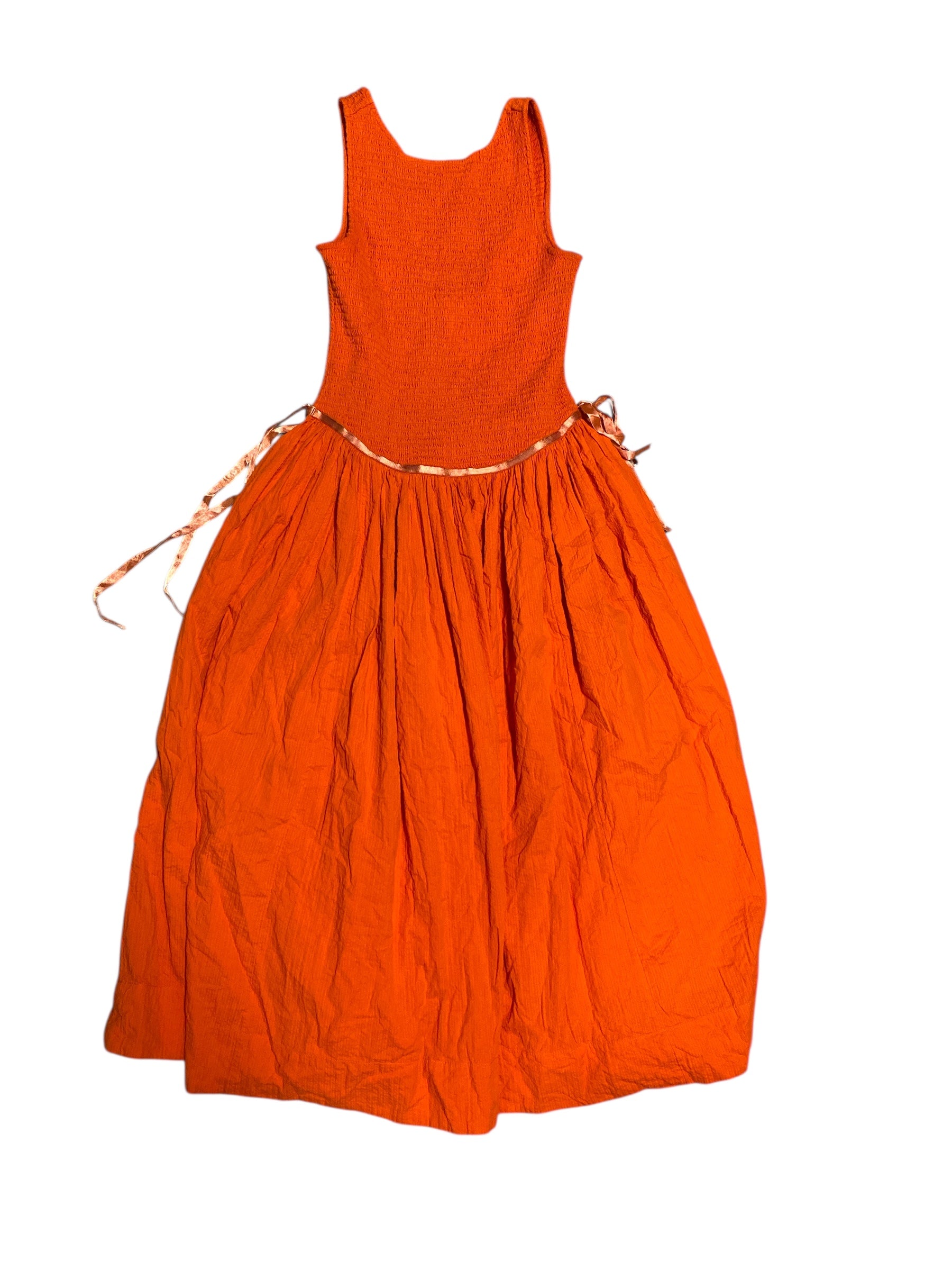 orange free people drop waist maxi dress, s