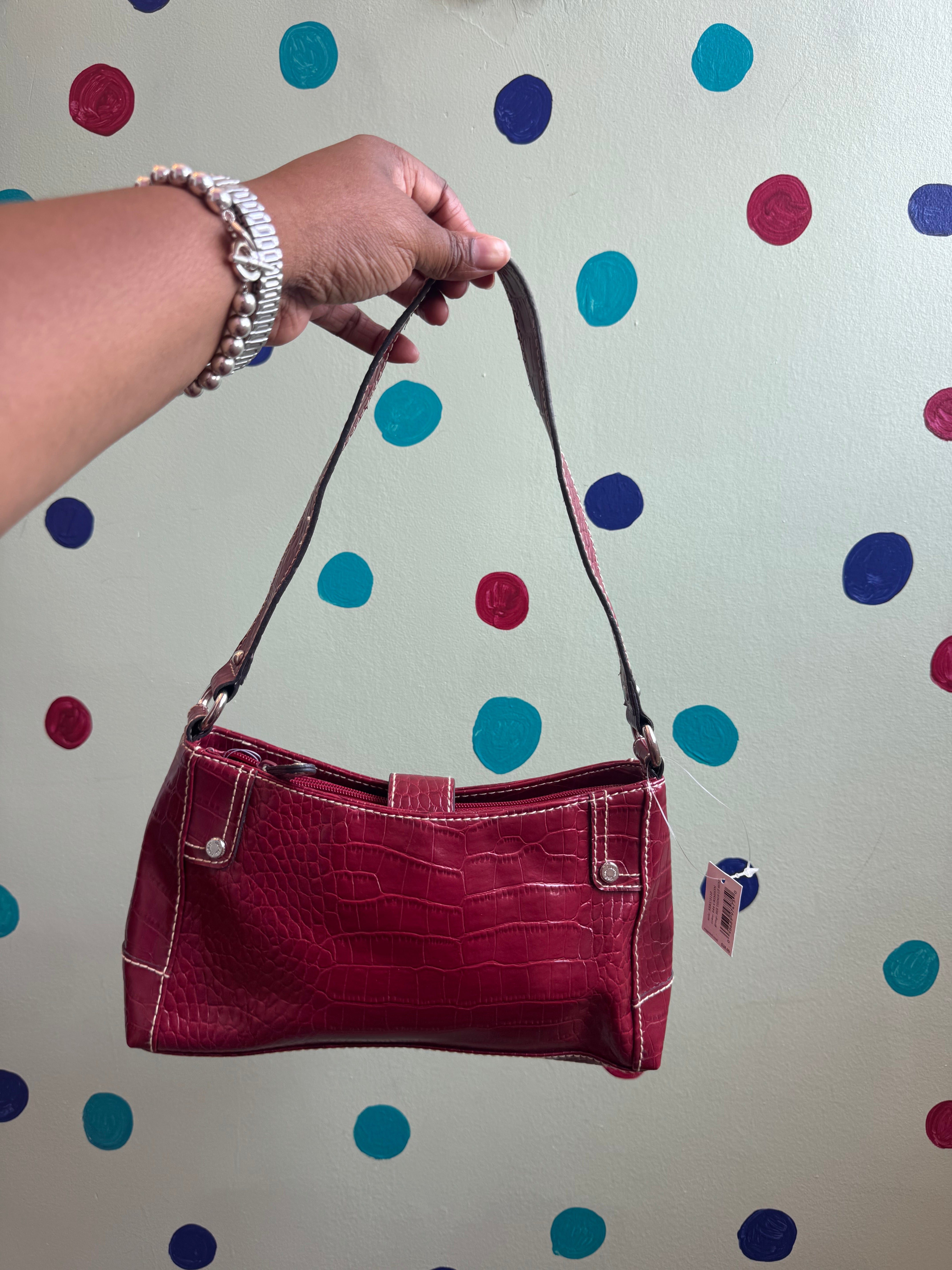 red liz and co deadstock croc shoulder bag