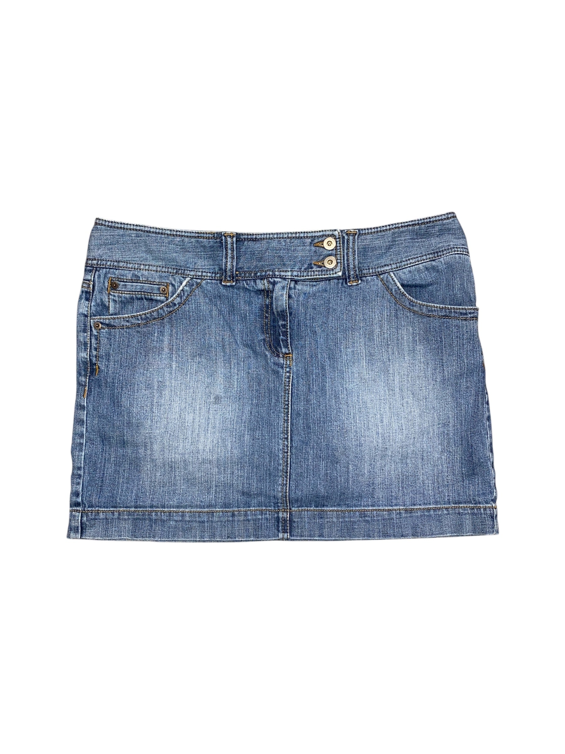 blue Loft Denim side button mini skirt, 14