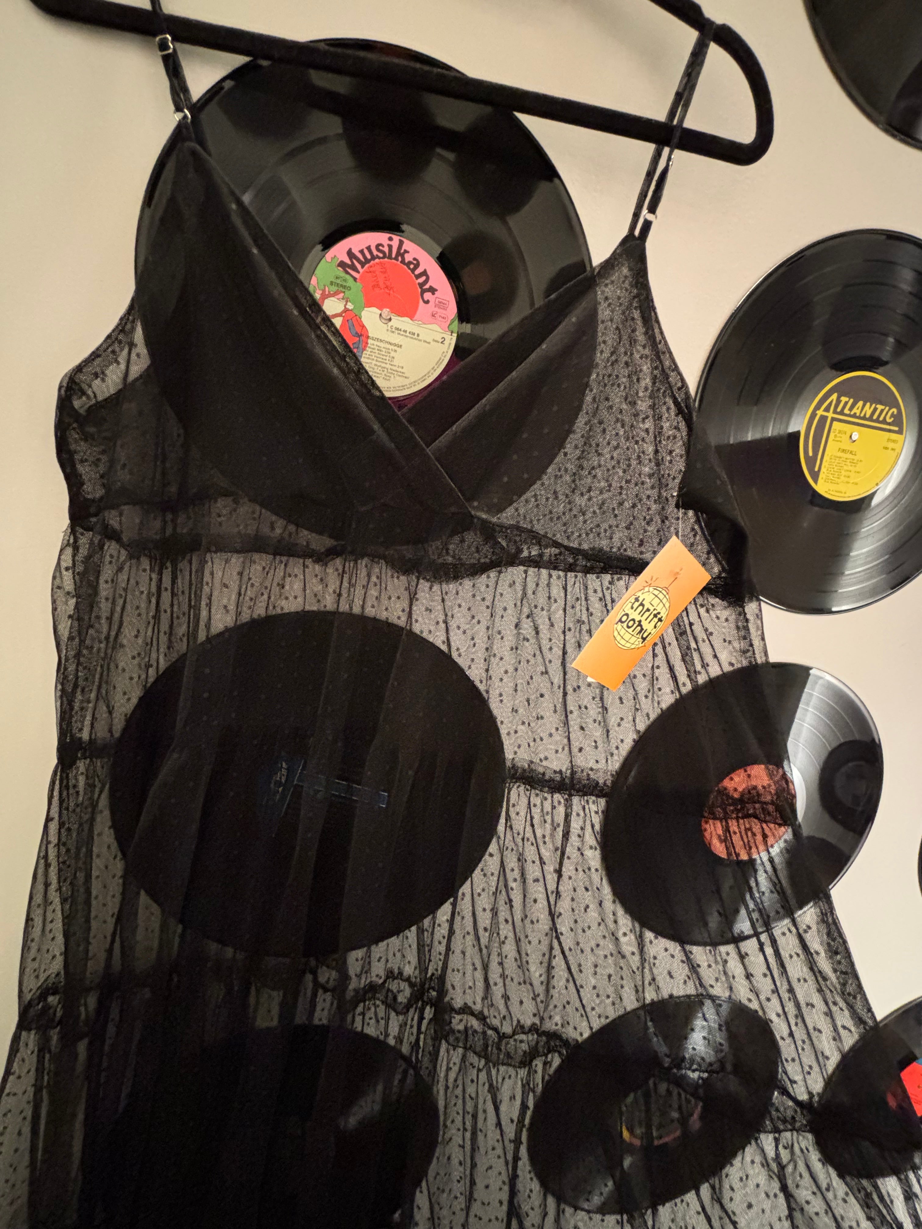 black  sheer long dress, m