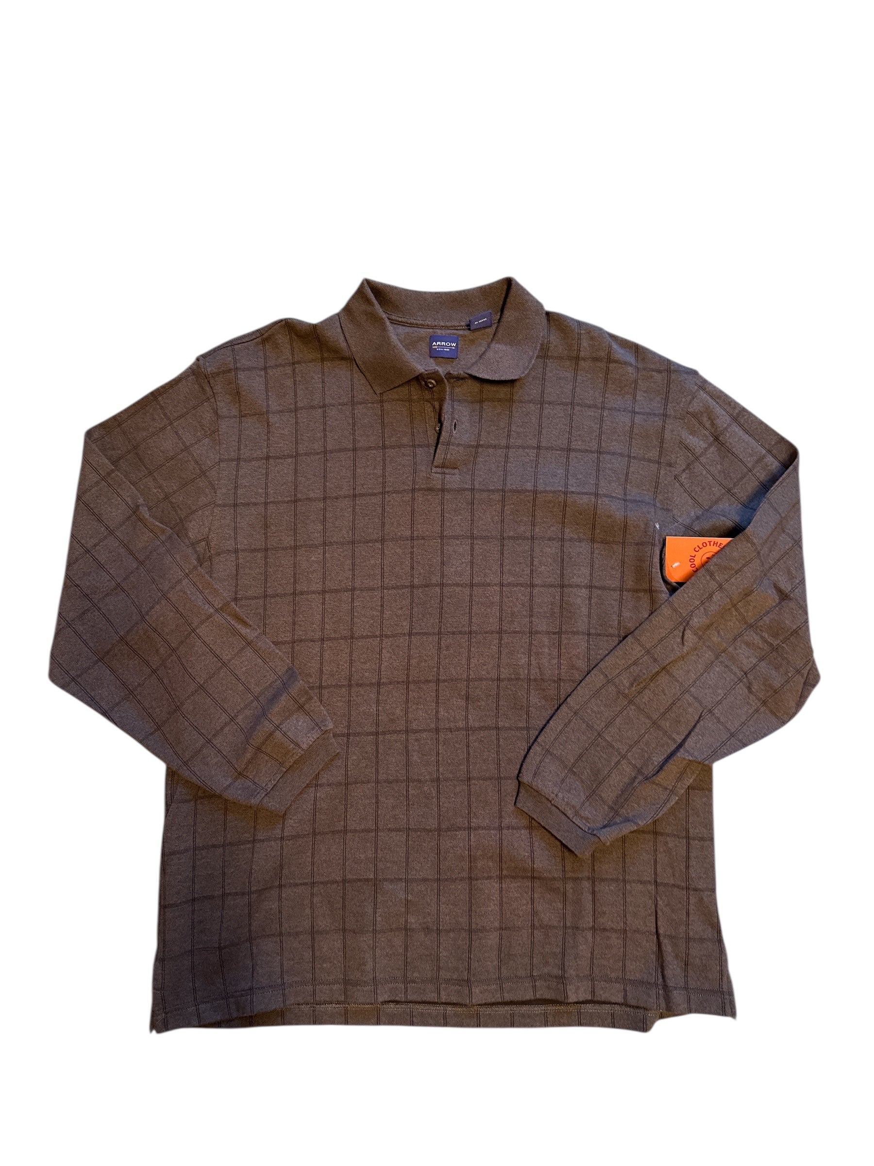 brown arrow checkered rugby top, xl