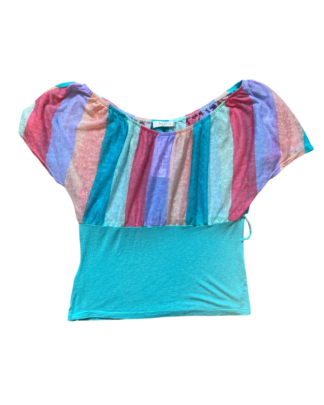 Blue multi Love j Stripe off shoulder top, XL
