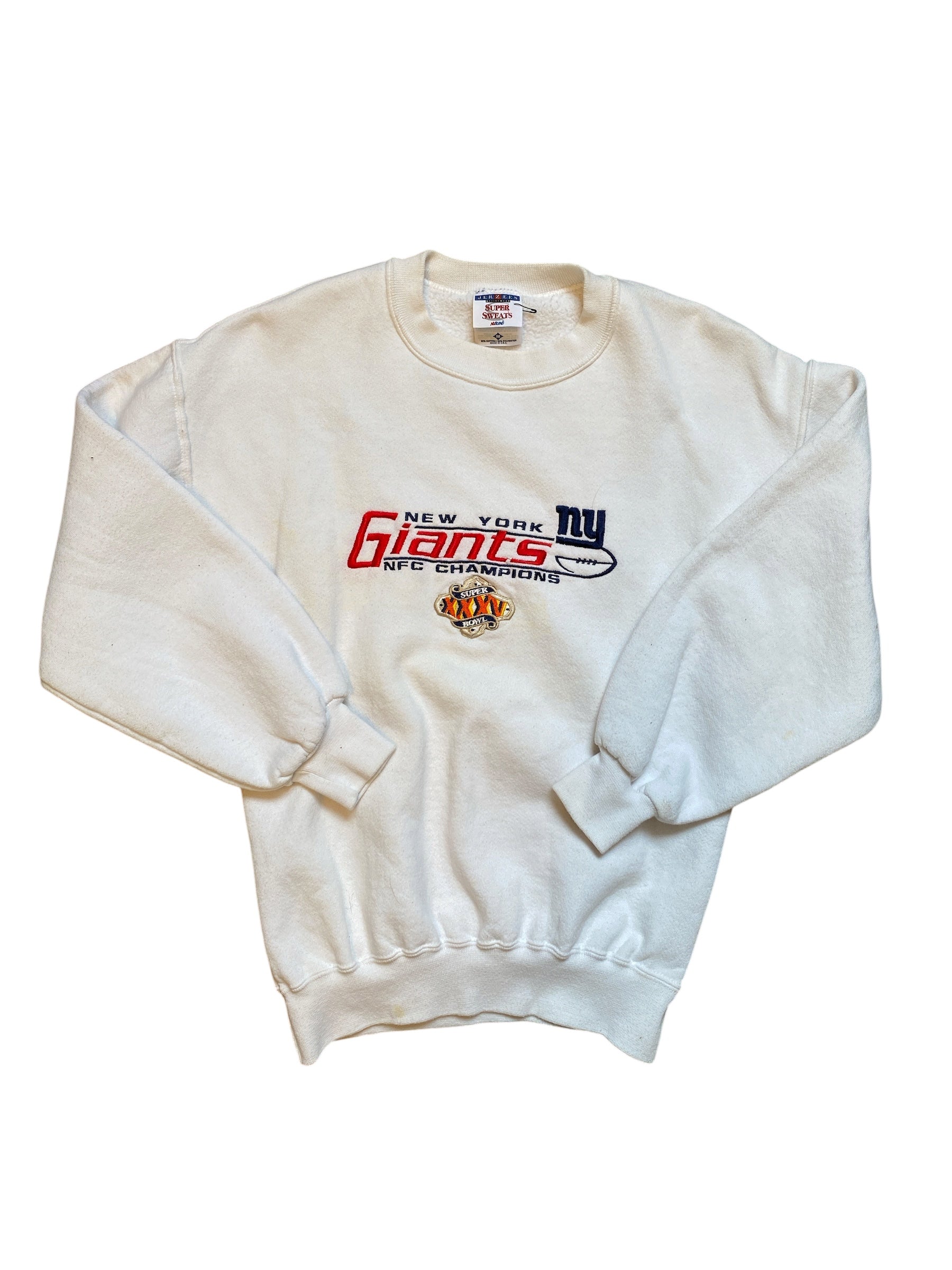 White Jerzees Embroider giants crew, M