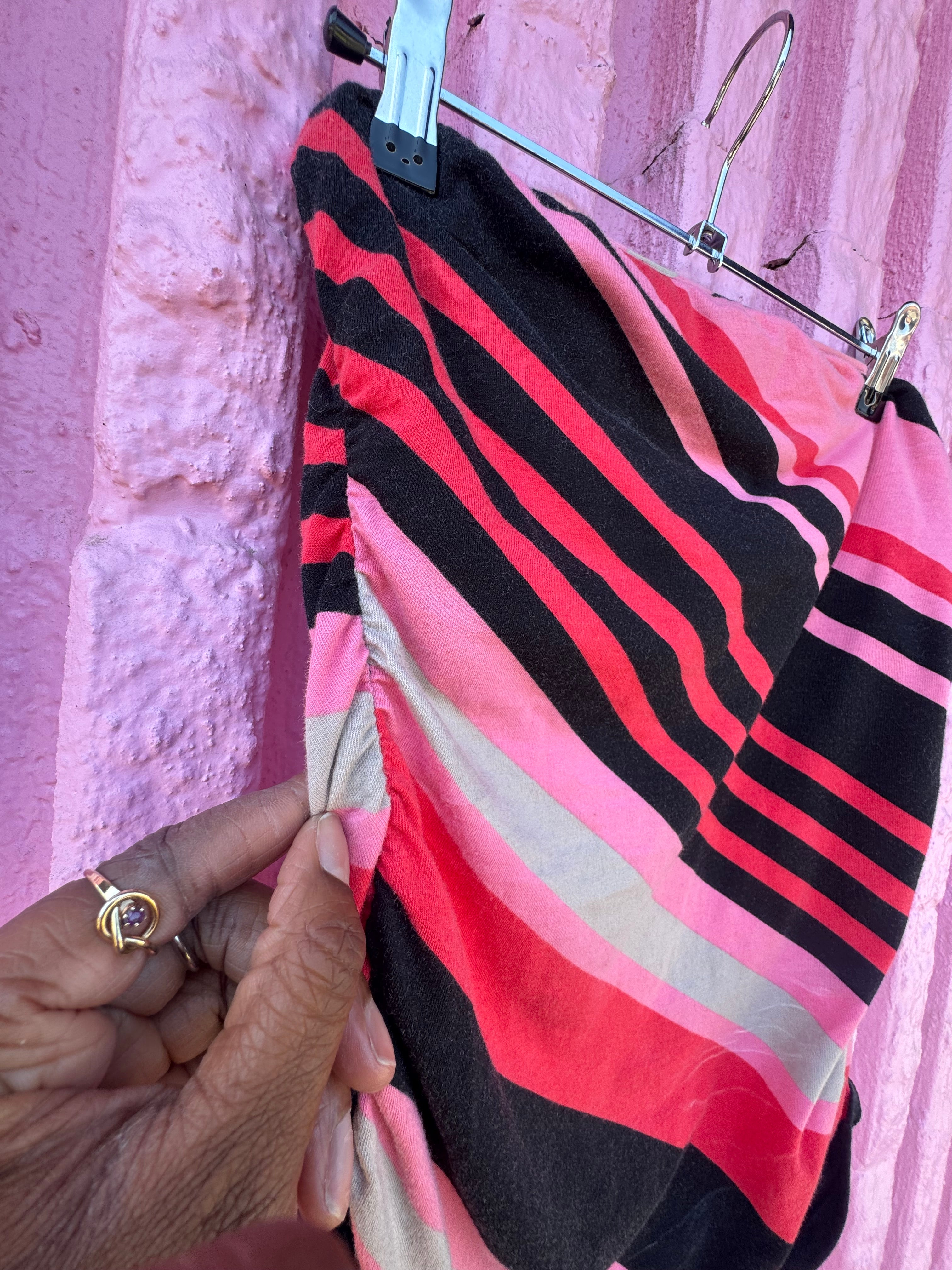 black pink red sofia striped tube top, m